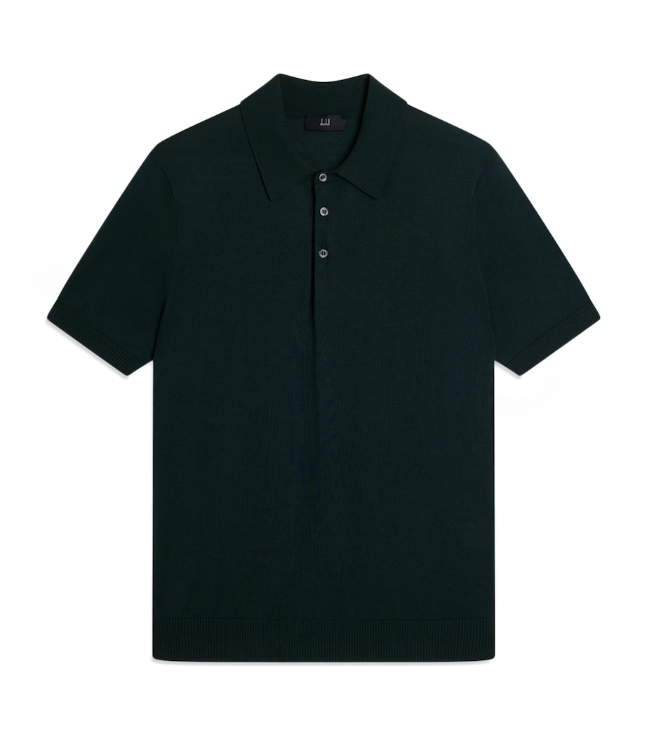 Dunhill Mens Cotton-Mulberry Silk Polo Shirt Green Image 1