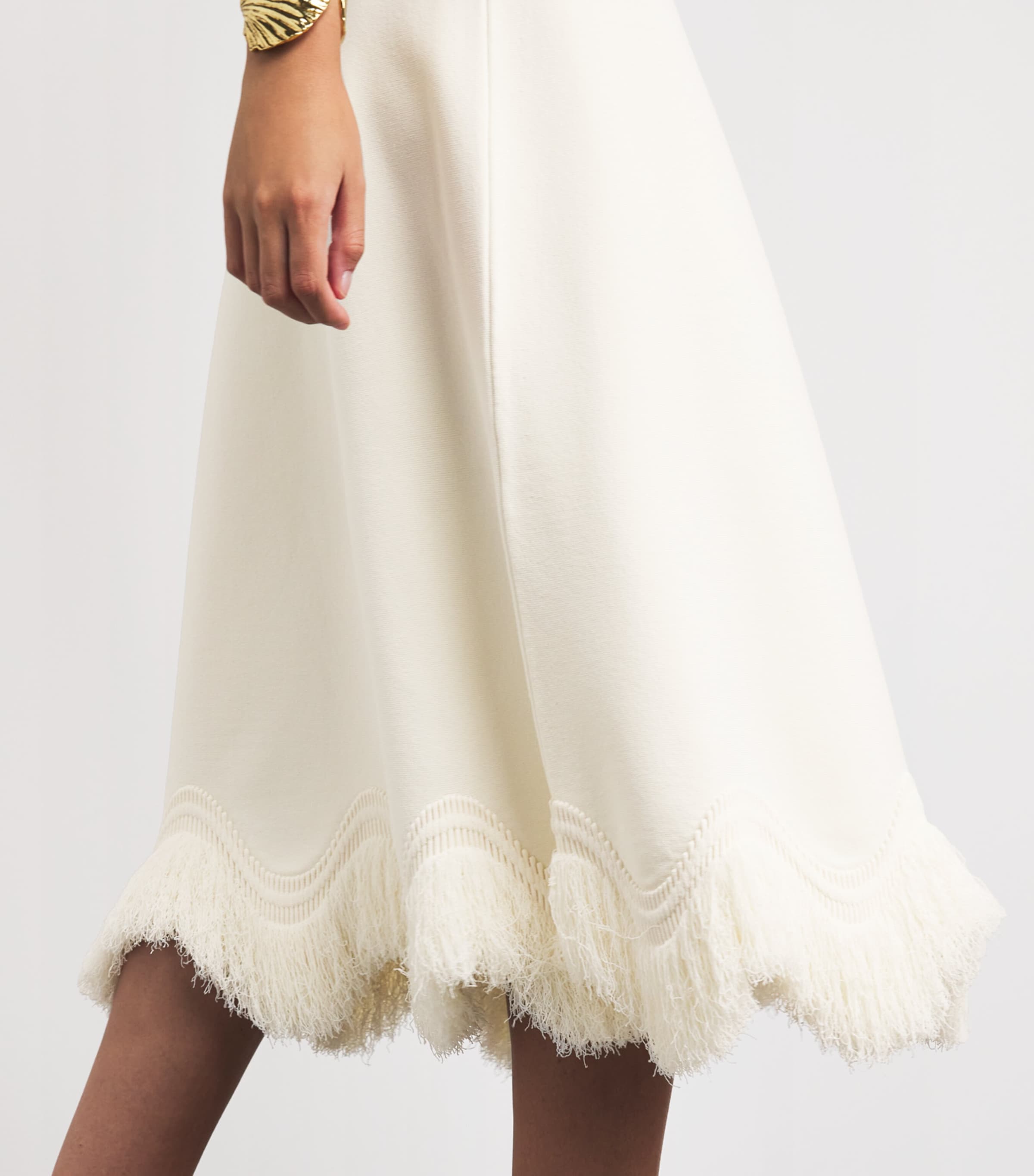 Ulla Johnson Womens Knit Fringe-Trim Paulina Midi Skirt Cowrie Image 3