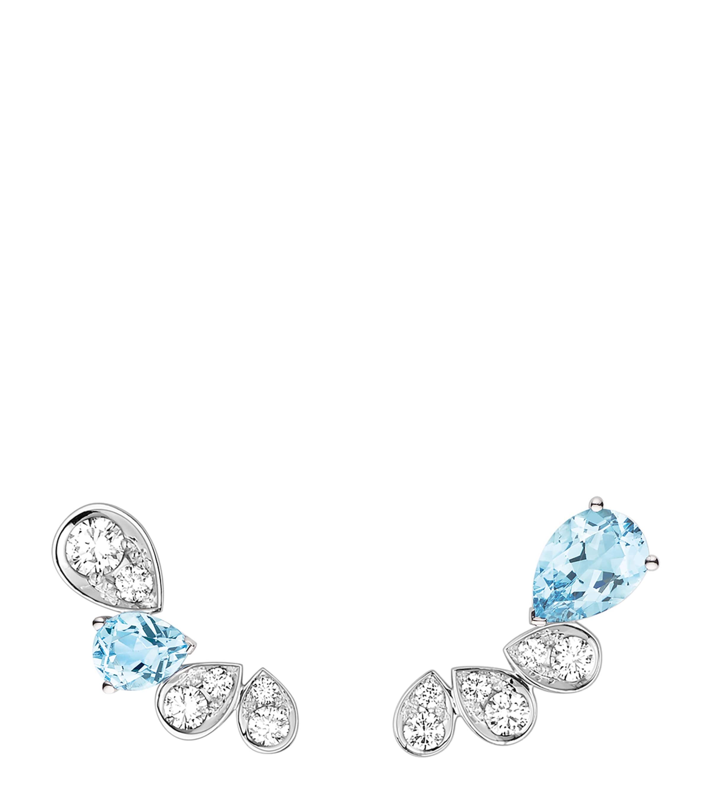 White Gold, Diamond and Aquamarine Joséphine Ronde d'Aigrettes Earrings WHITE GOLD Image 1