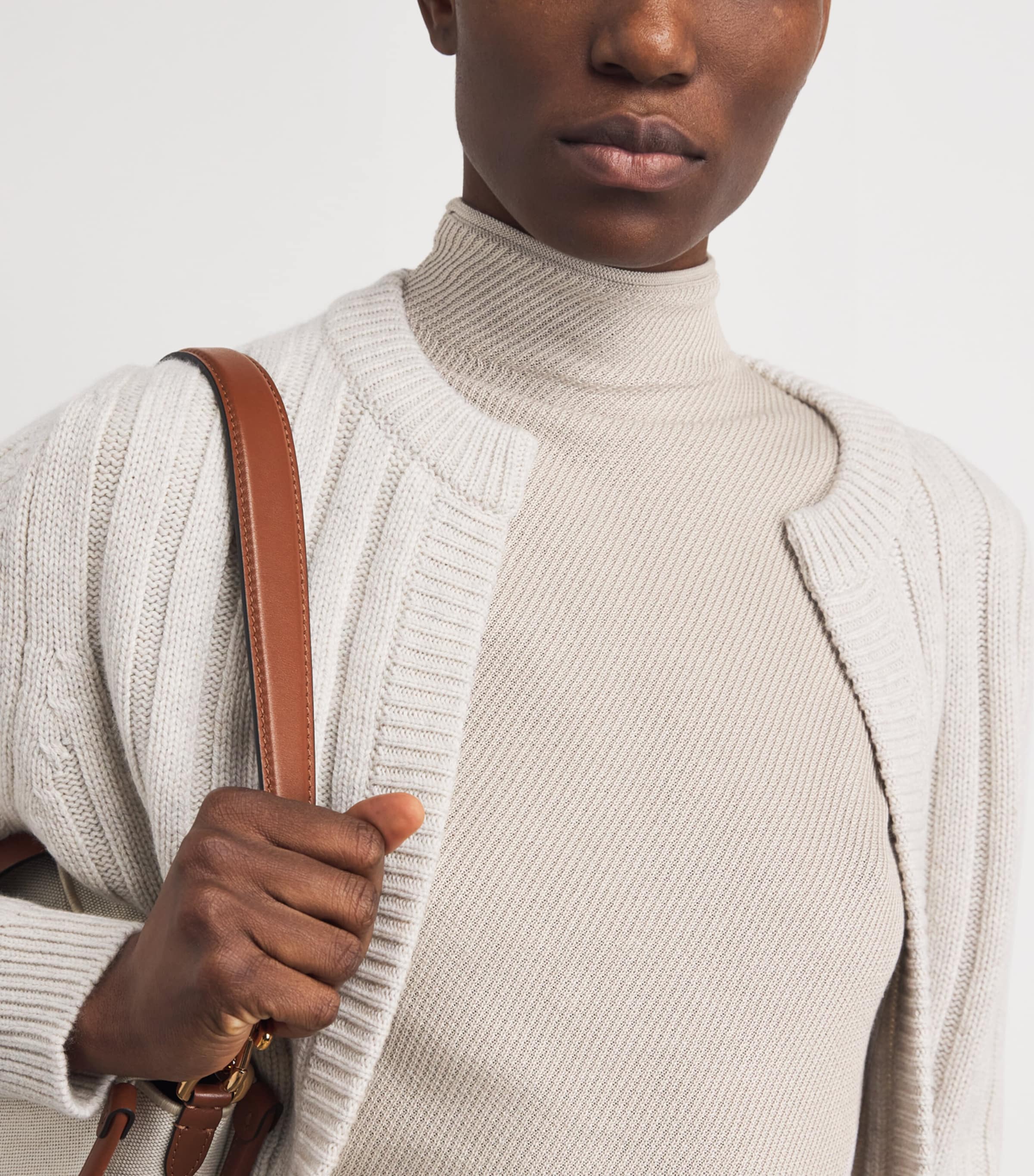 Colombo Womens Silk High-Neck Top Sand Image 3