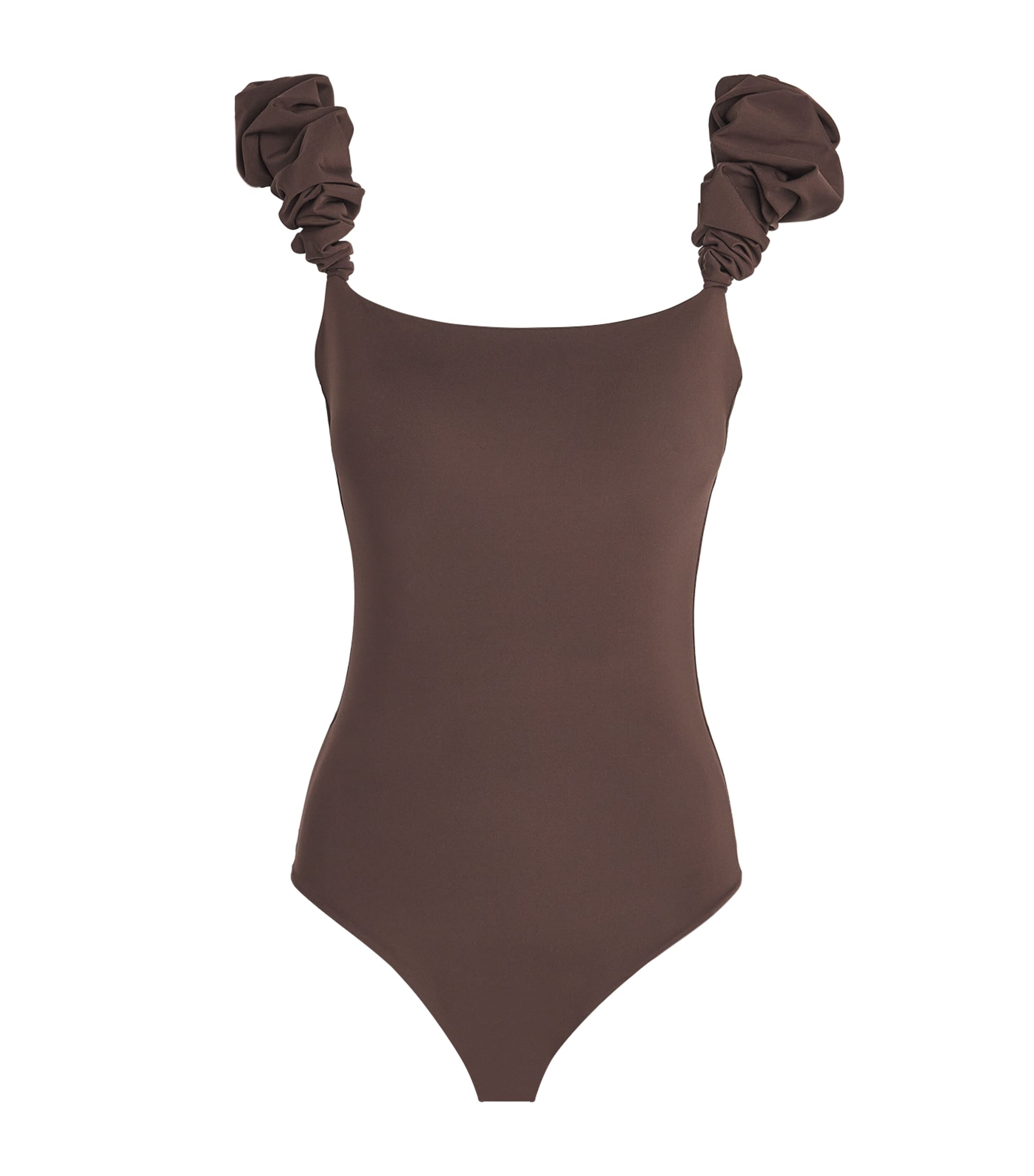 Maygel Coronel Ruffle-trim Denise Swimsuit In Brown