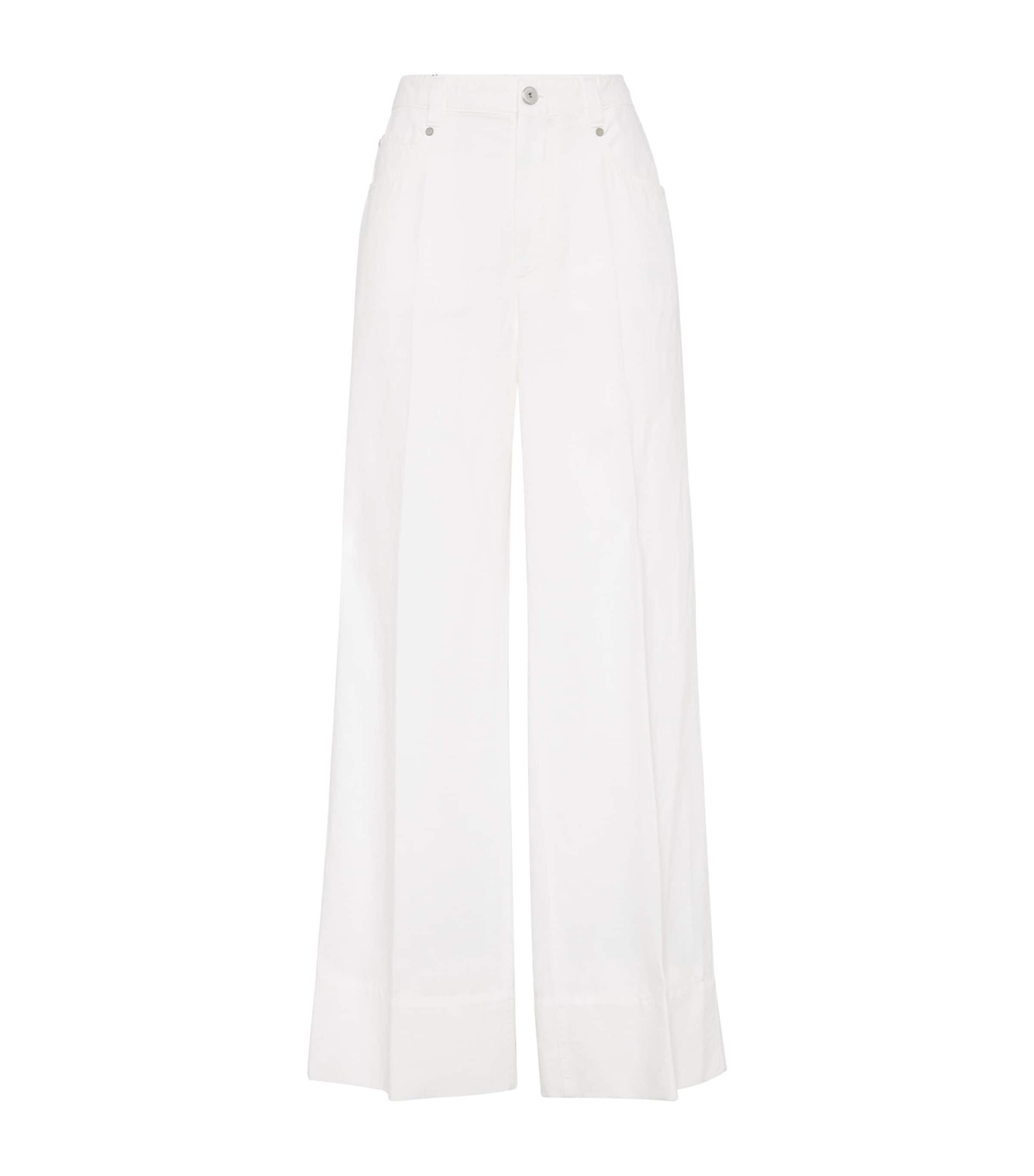 Brunello Cucinelli Cotton-linen Wide-leg Trousers In Beige