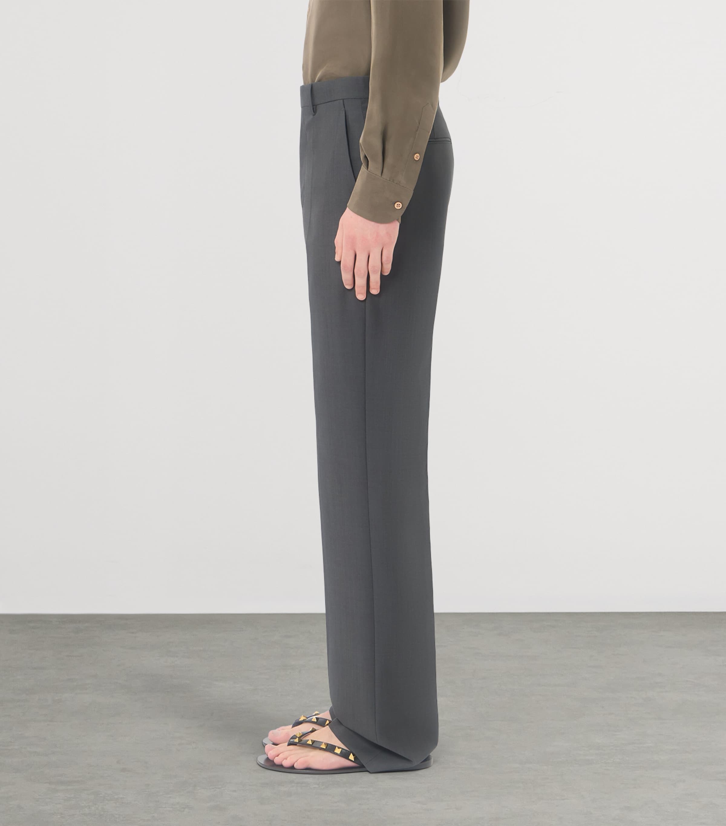 Valentino Mens Wool-Mohair Pleated Trousers Image 4
