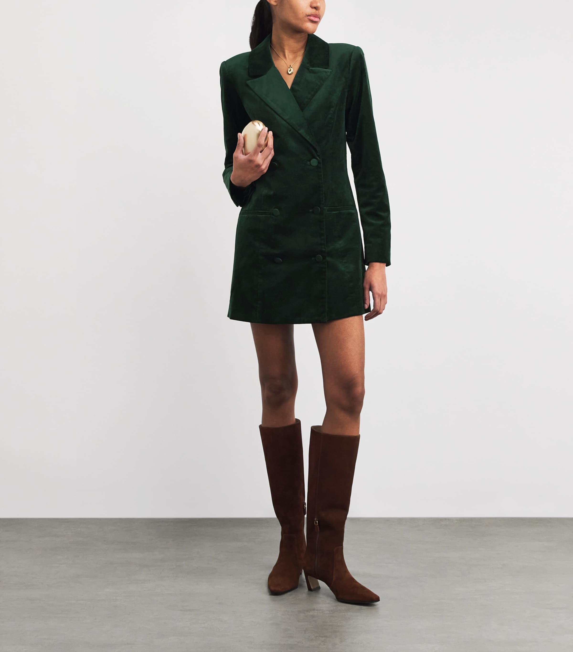 Velvet Exec Blazer Mini Dress PINE GREEN003 Image 2
