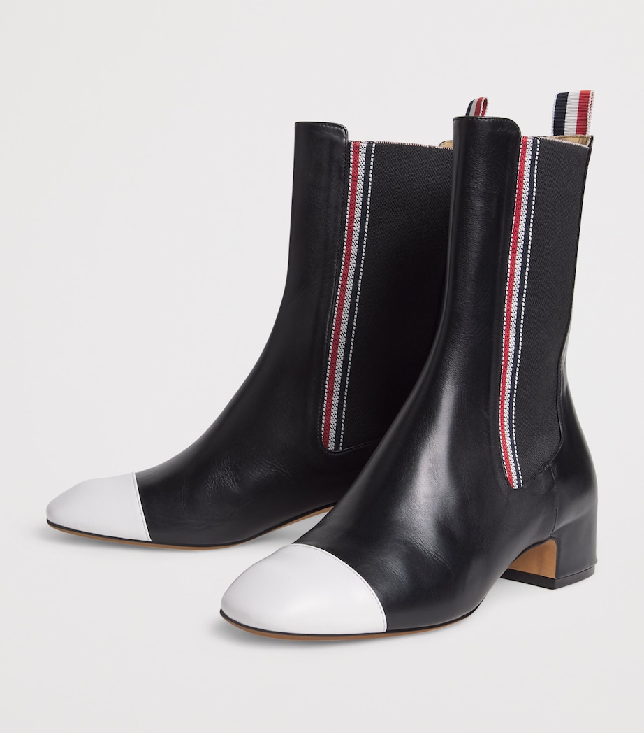 Thom Browne Leather Mid-Calf Chelsea Boots 40 Blk/wht Image 3