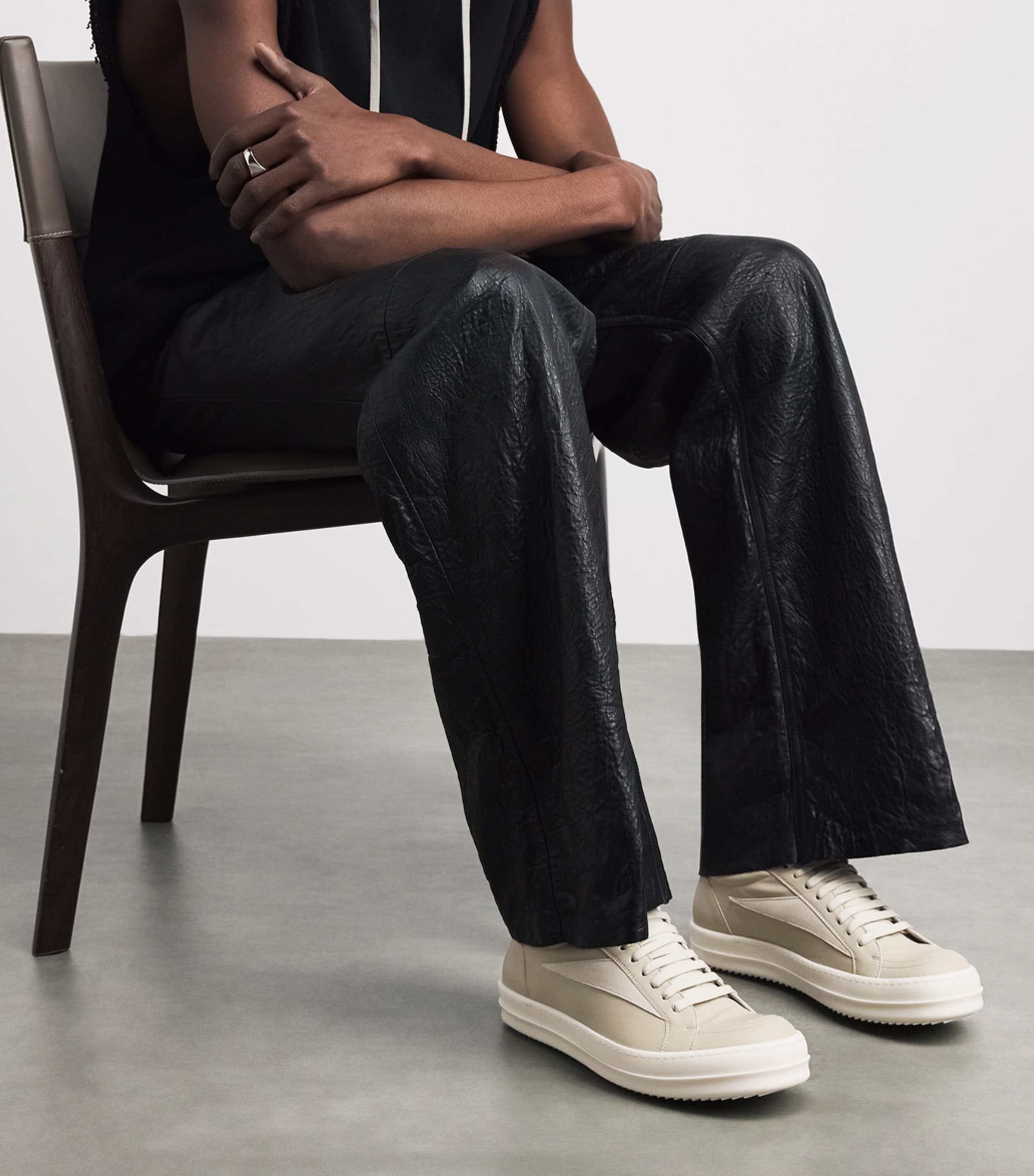 Rick Owens Tumbled Lambskin Vintage Sneakers Image 4