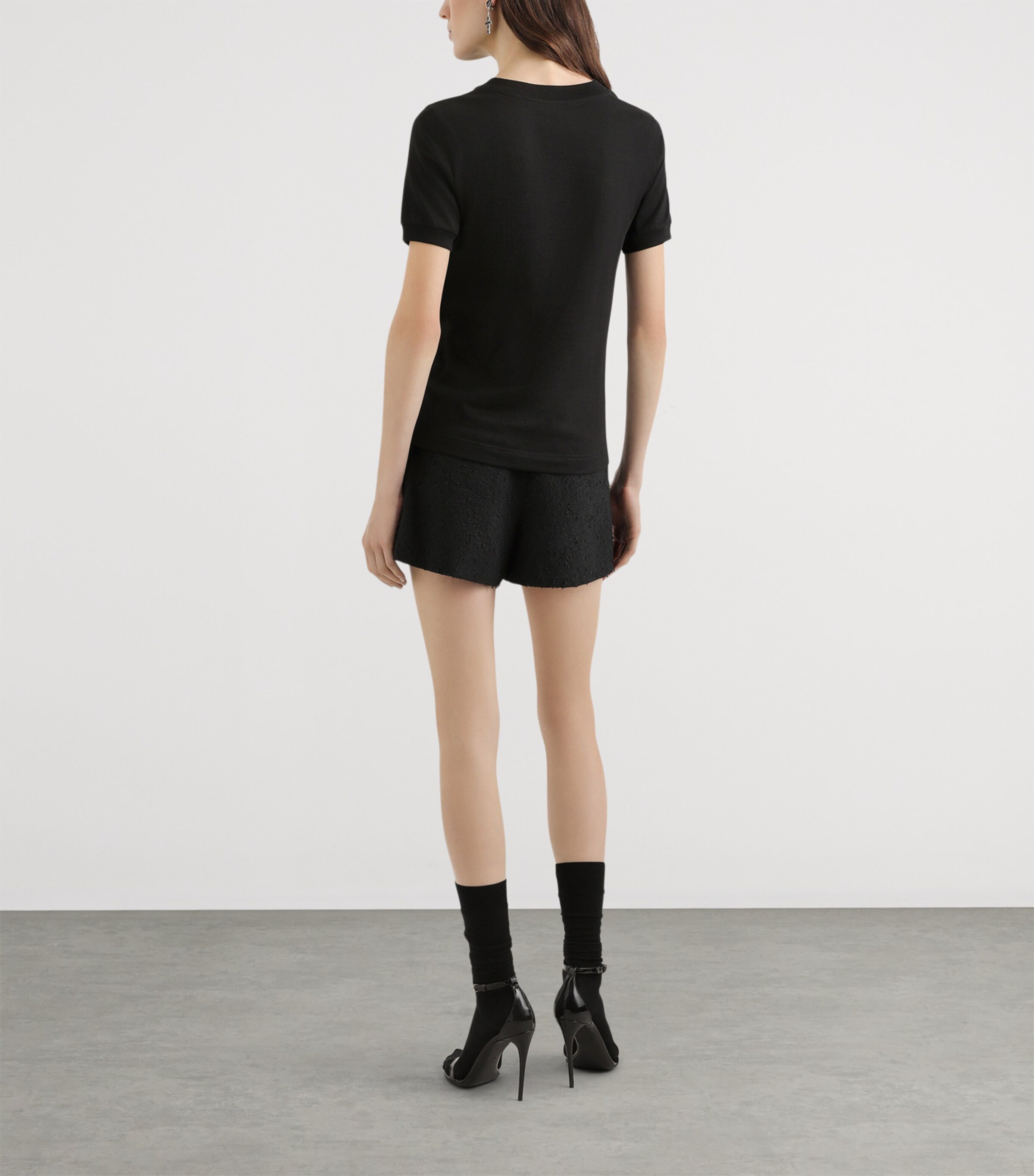 Dolce&Gabbana Womens Cotton Embellished Logo T-Shirt Blac Image 3