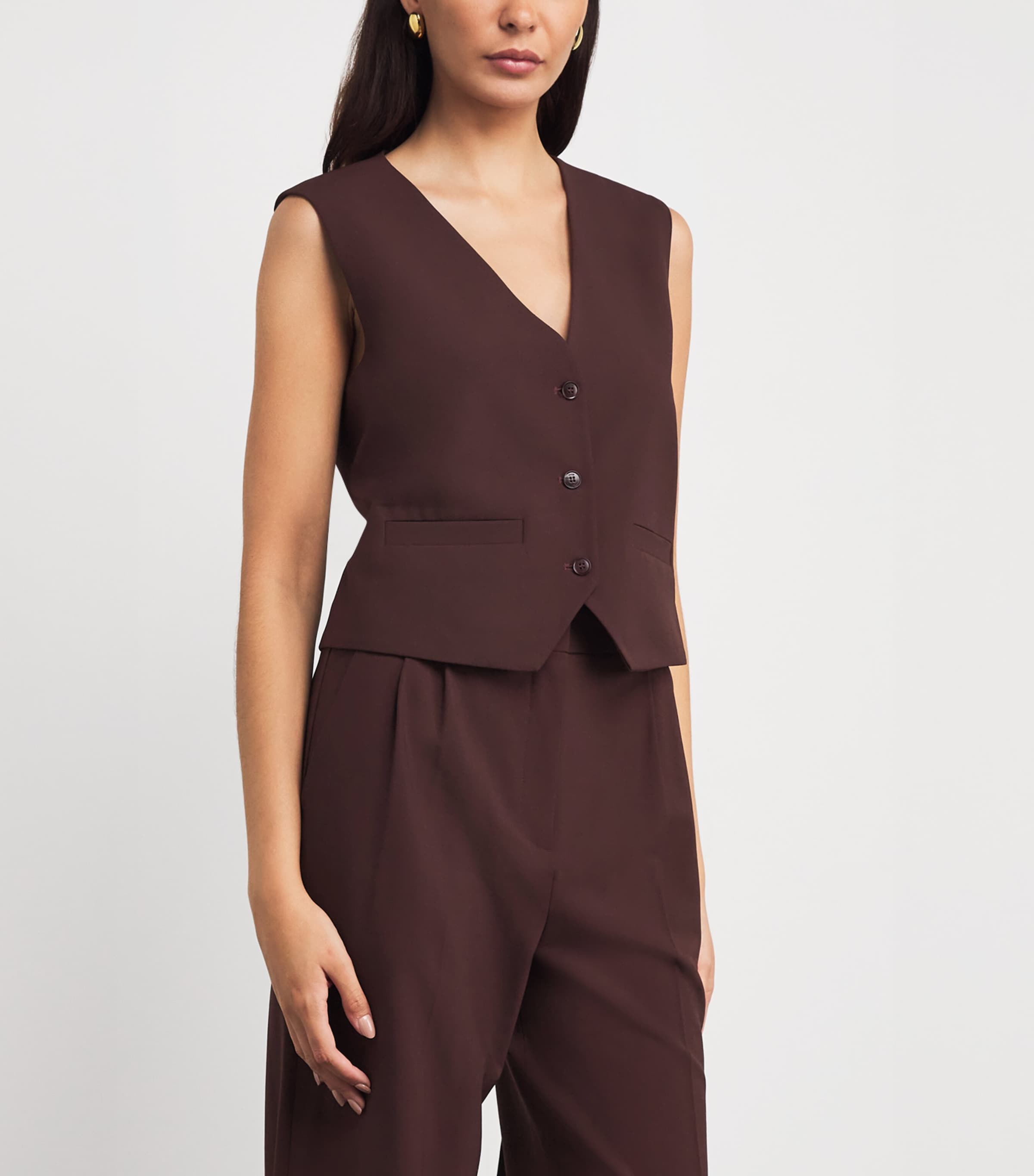 Wool-Blend Waistcoat BURGUNDY Image 3