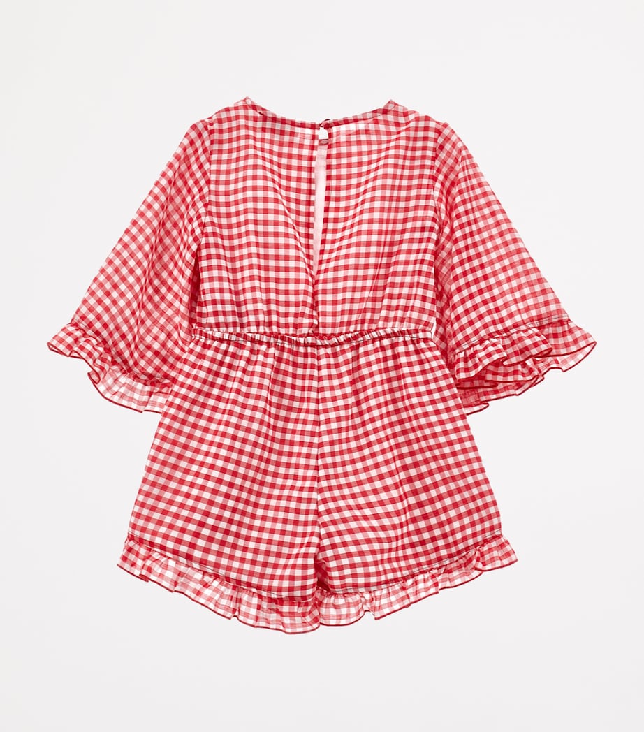 Cotton Gingham Portofino Playsuit (2-12 Years) ROSSO + BIANCO Image 2