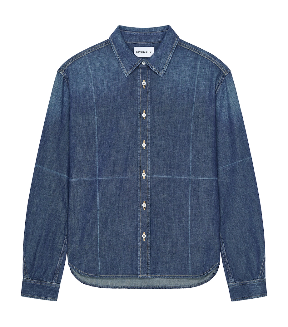 Givenchy Mens Folded-Effect Denim Shirt Image 1