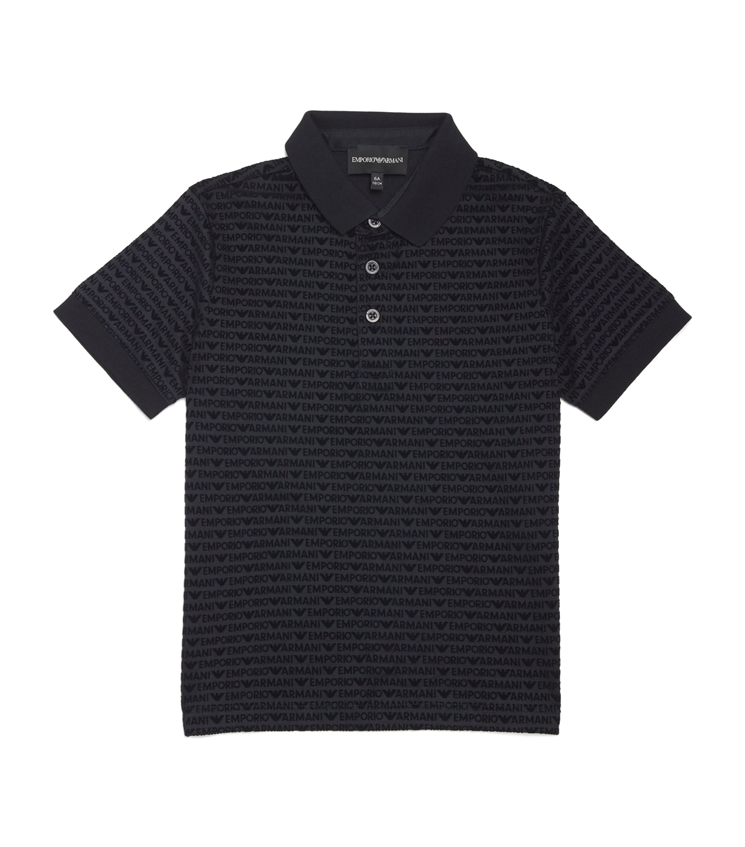 Shop Emporio Armani All-over Logo Polo Shirt In Navy