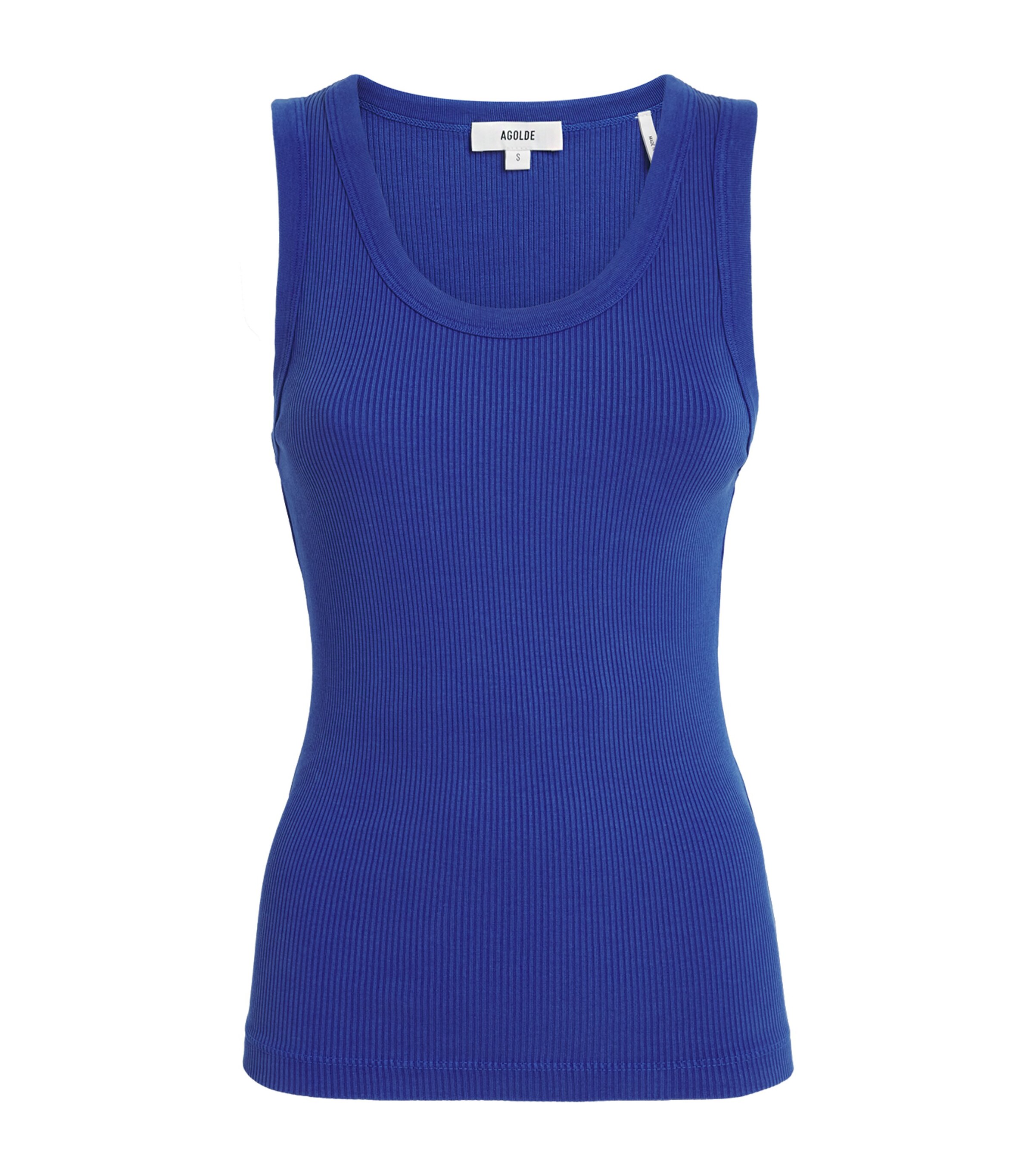 AGOLDE Womens Ribbed Poppy Tank Top Cobalt Blue Image 1