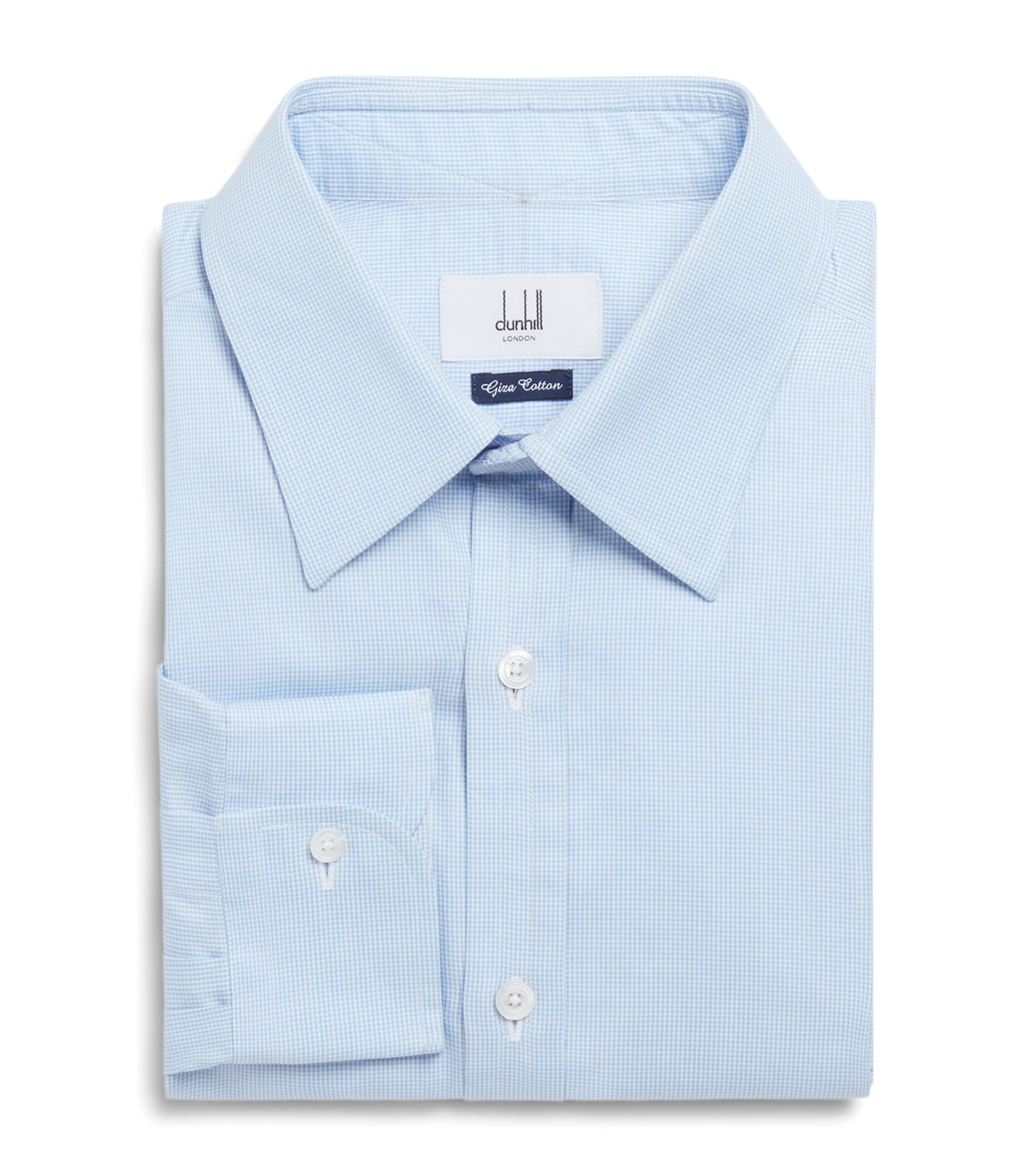 Cotton Micro Check Dress Shirt 442SKY BLUE Image 1