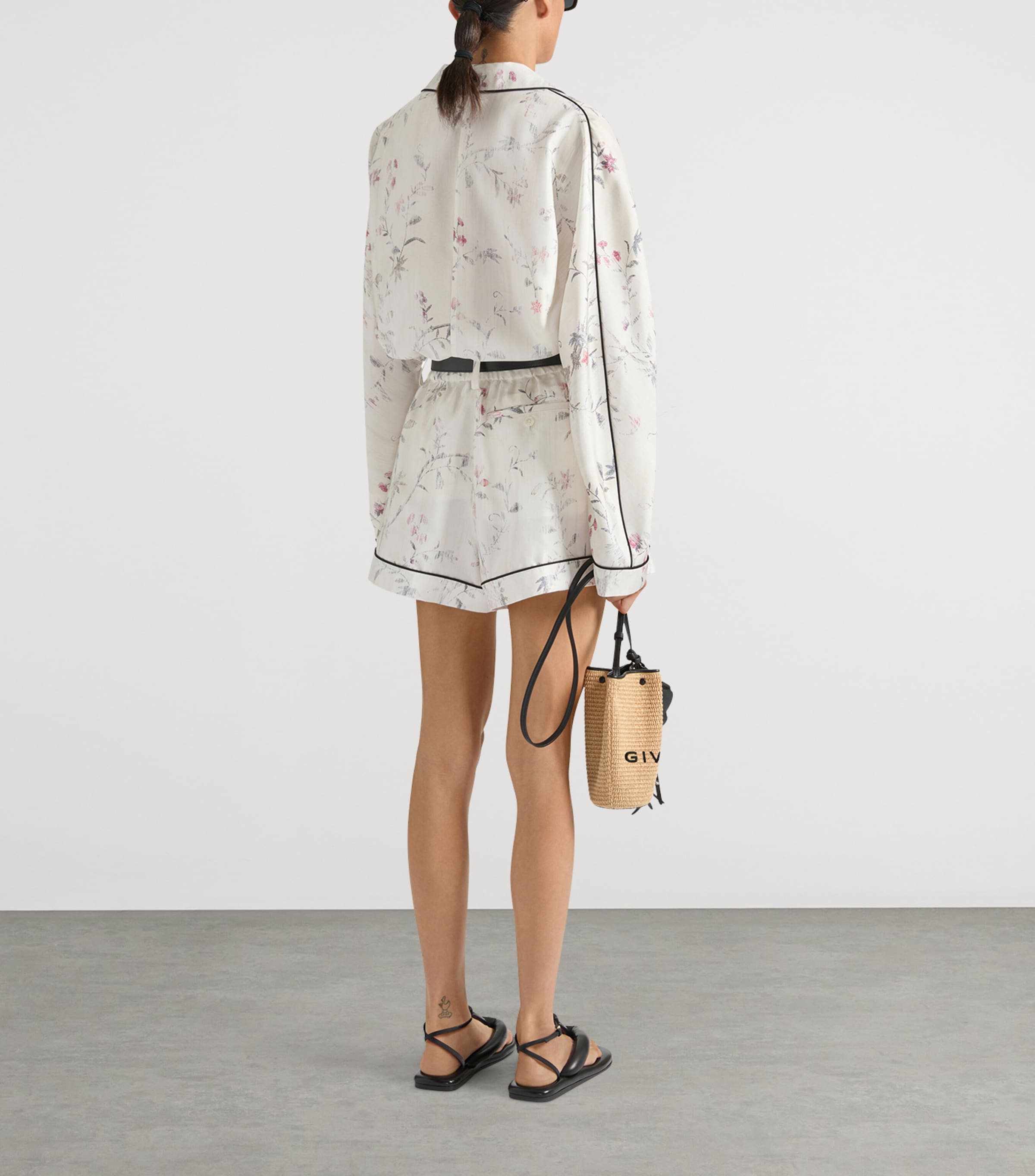 Givenchy Womens Silk Floral Pyjama Shirt White Image 3