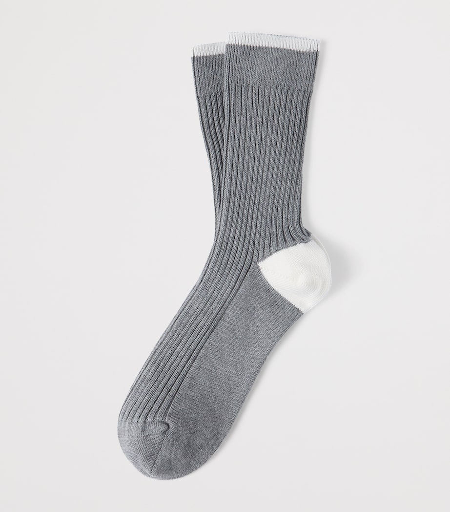 Brunello Cucinelli Mens Cotton Ribbed Socks Image 2