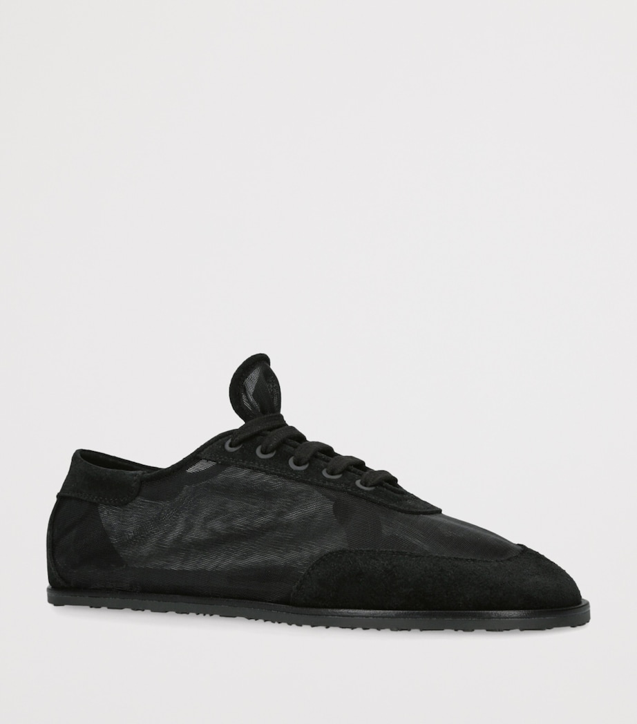 Mesh Lace-Up Sneakers BLACK Image 3