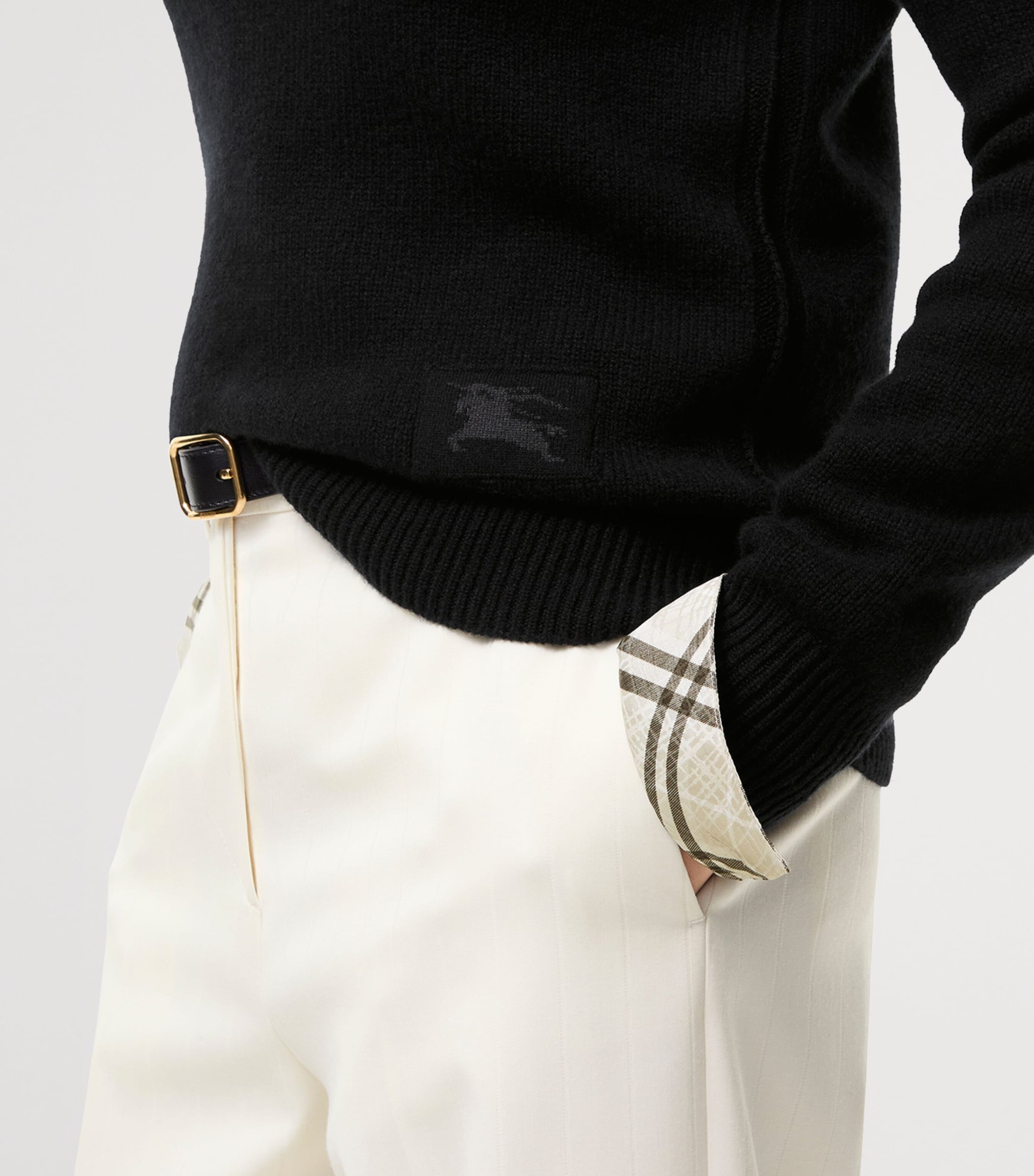 Burberry Womens Cashmere EKD-Embroidered Sweater Black Image 3