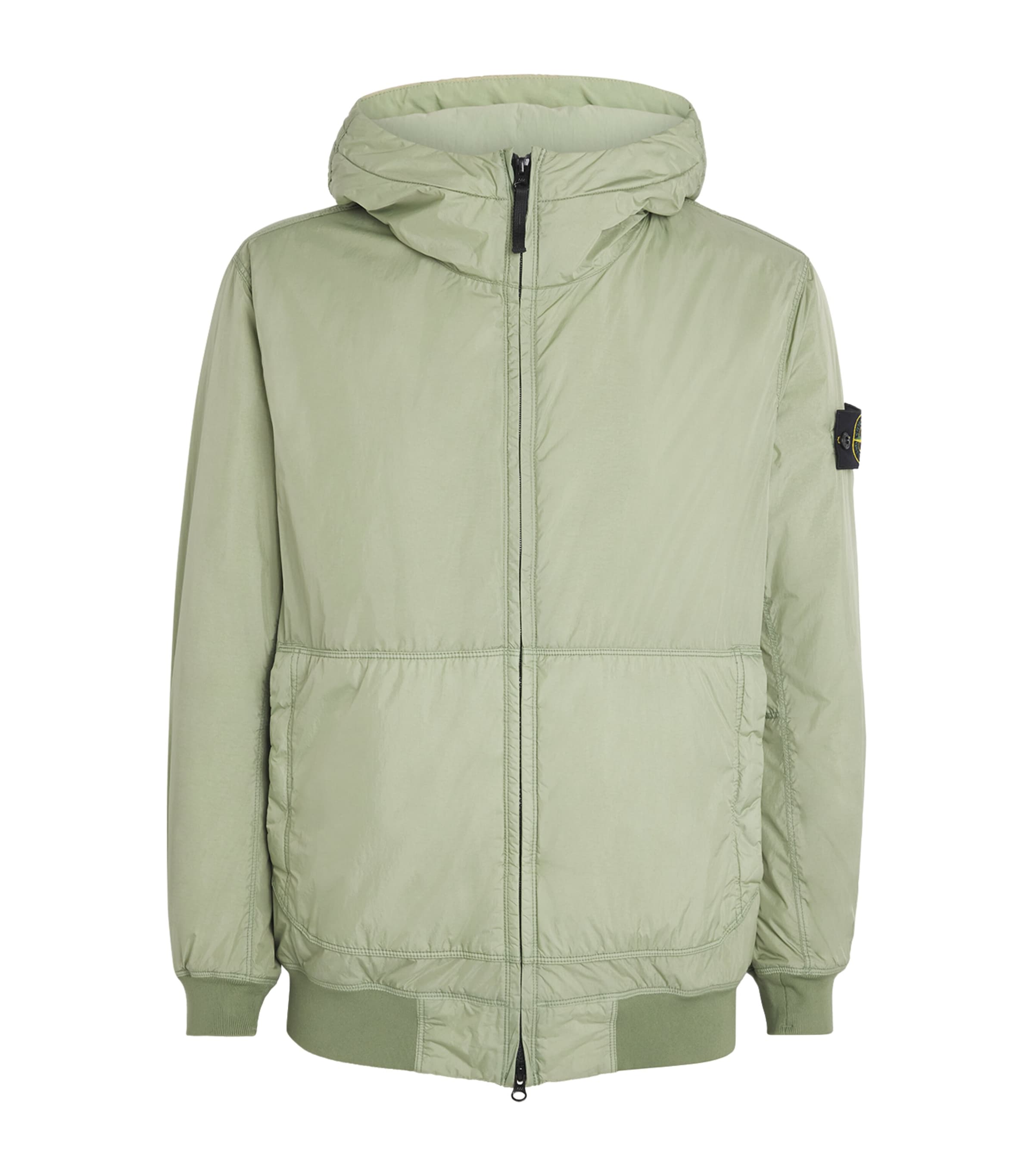 Stone Island Wind-resistant Crinkle Reps Bomber Jacket In Green