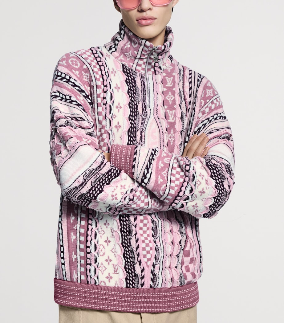Jacquard Half-Zip Sweater PALE PINK Image 2