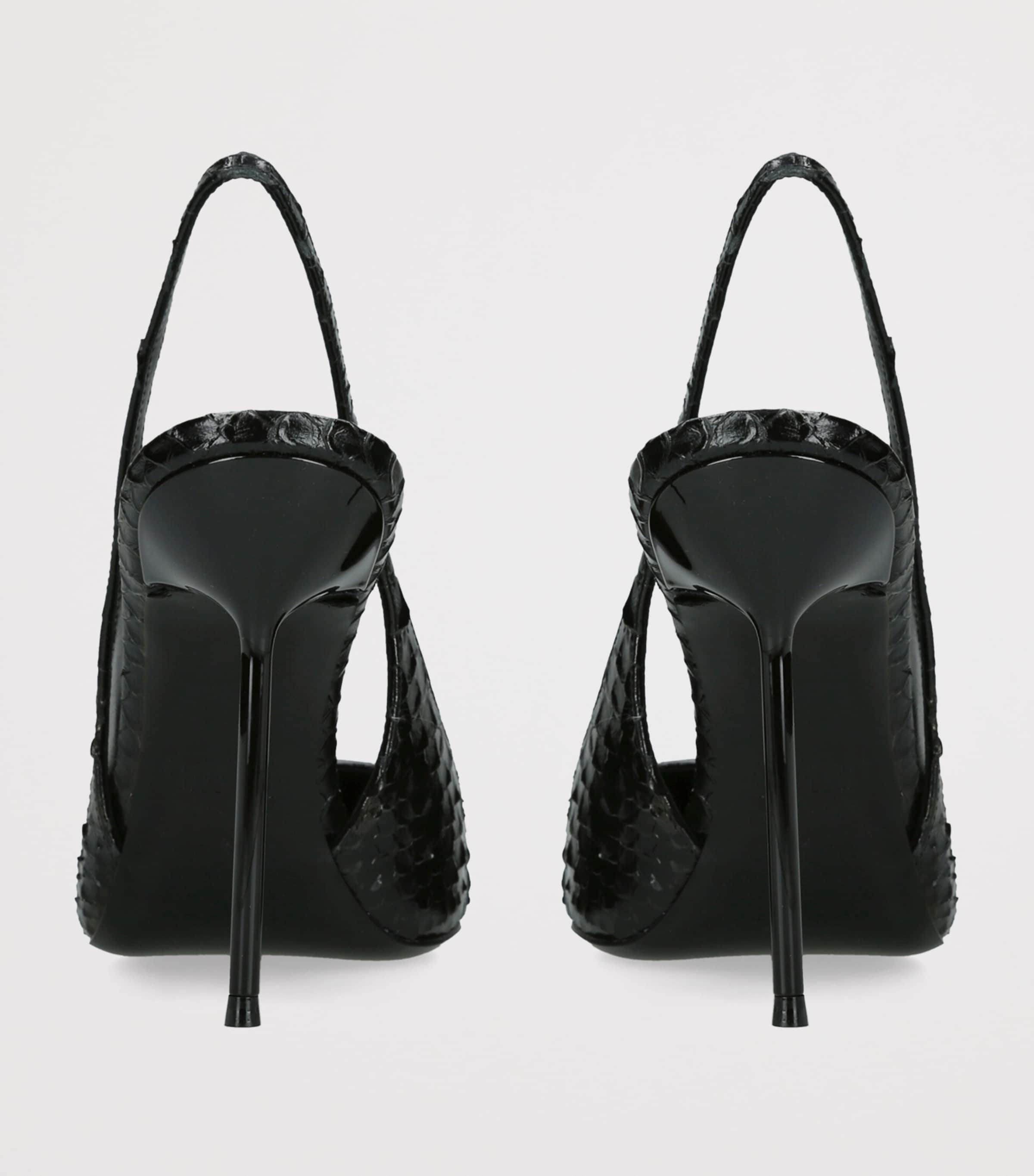 Paris Texas Leather Python-Embossed Lidia Slingback Pumps 105 Black Image 4