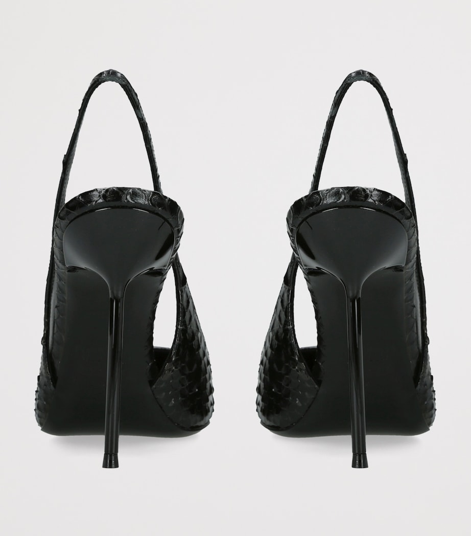 Paris Texas Leather Python-Embossed Lidia Slingback Pumps 105 Black Image 4