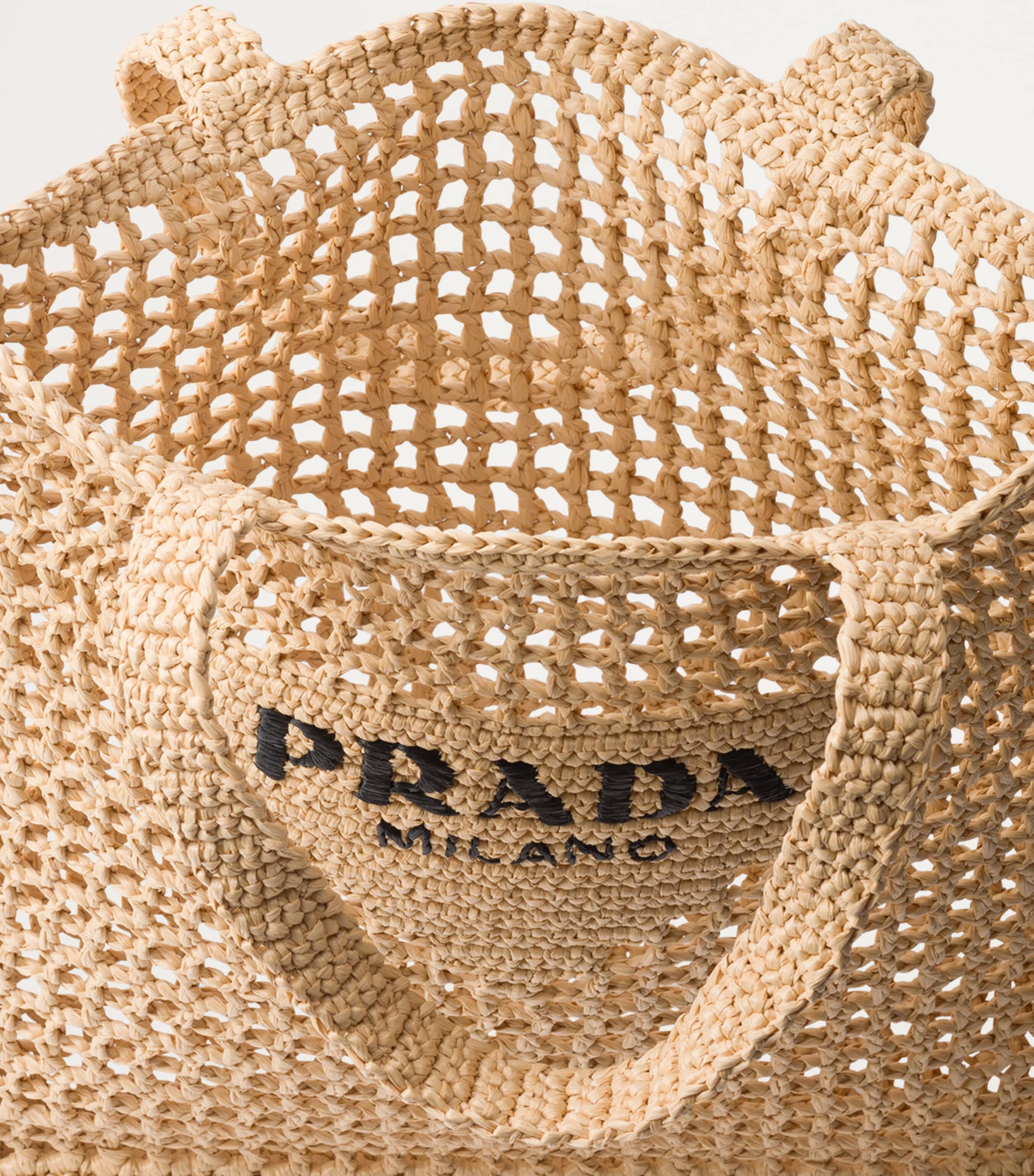 Crochet Tote Raffia Prada Bag PRADA 1BG422 Small Crochet Basket