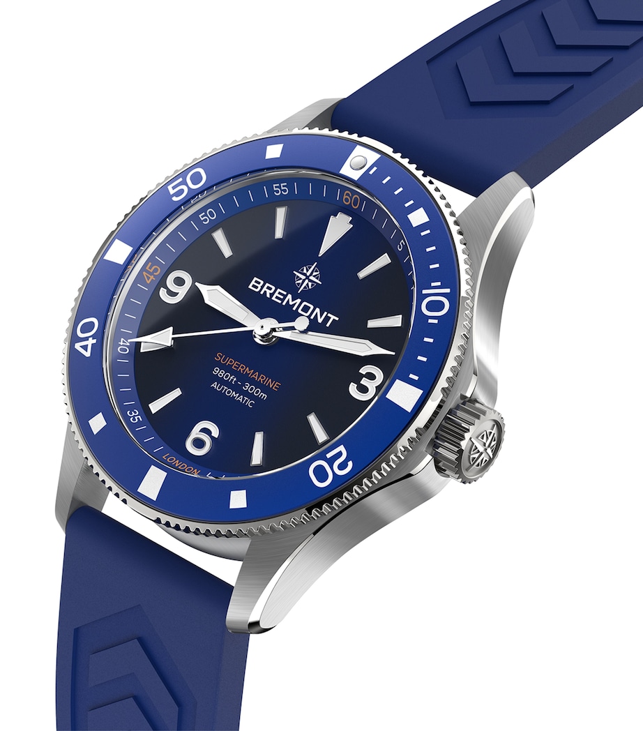 Bremont Stainless Steel and Rubber 300m Supermarine Watch 40mm Blue Image 3