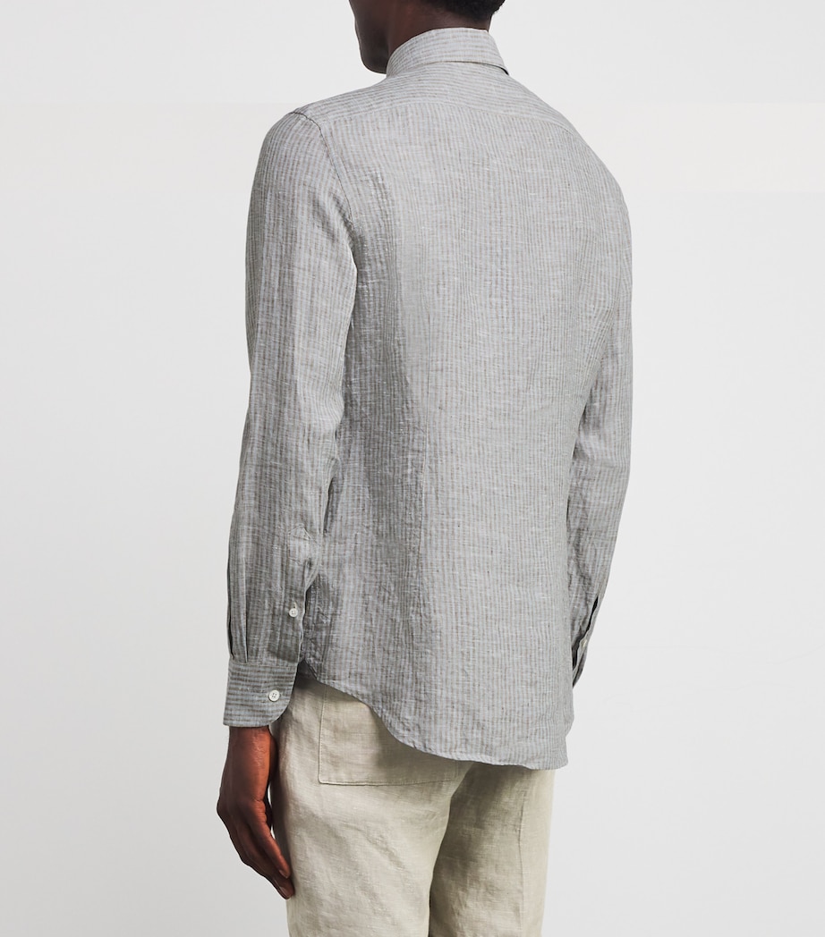 Linen Stripe Shirt 01 NAVY BLUE Image 4