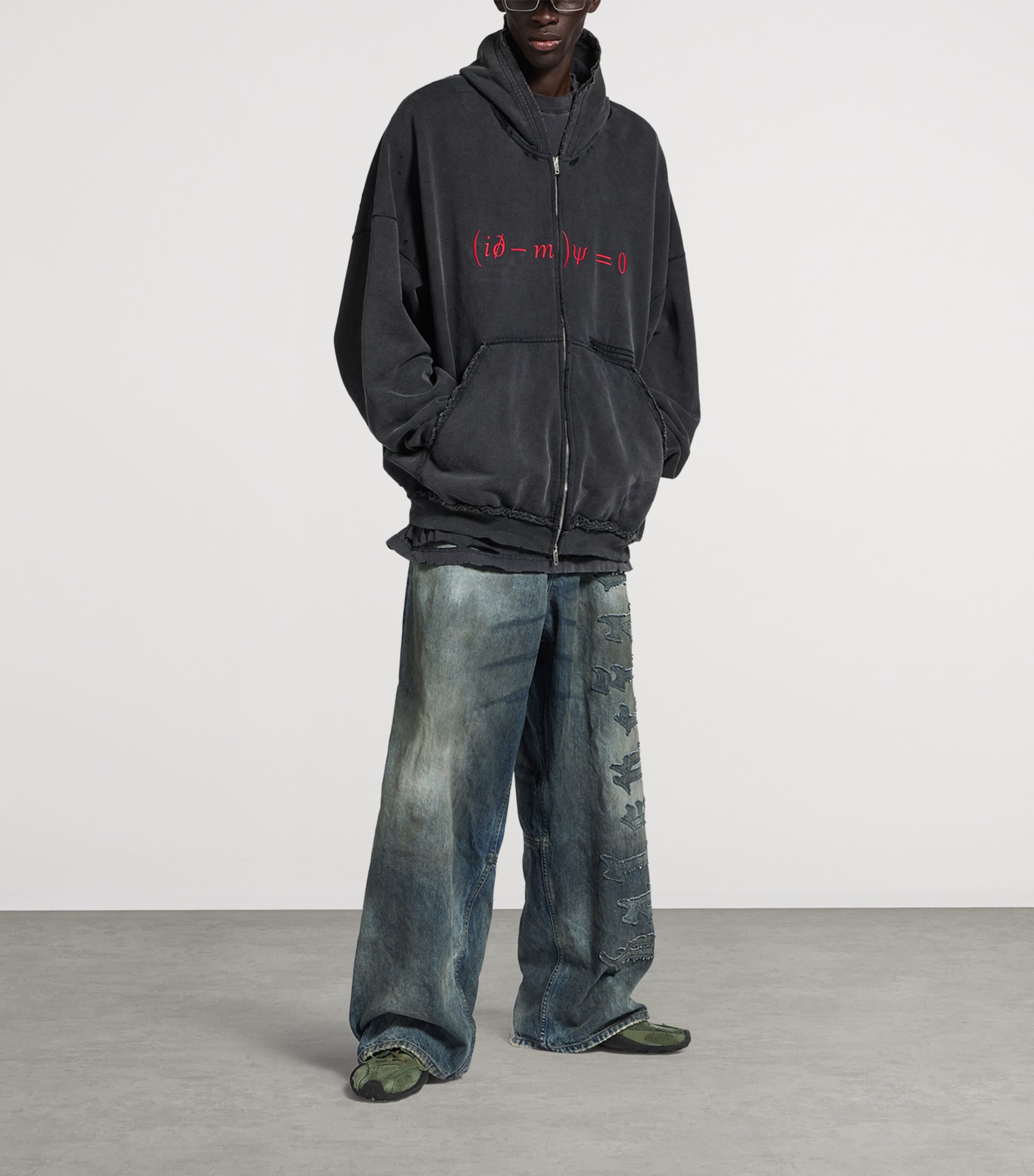 Balenciaga Mens Cotton Dirac Formula Zip-Up Hoodie Image 2