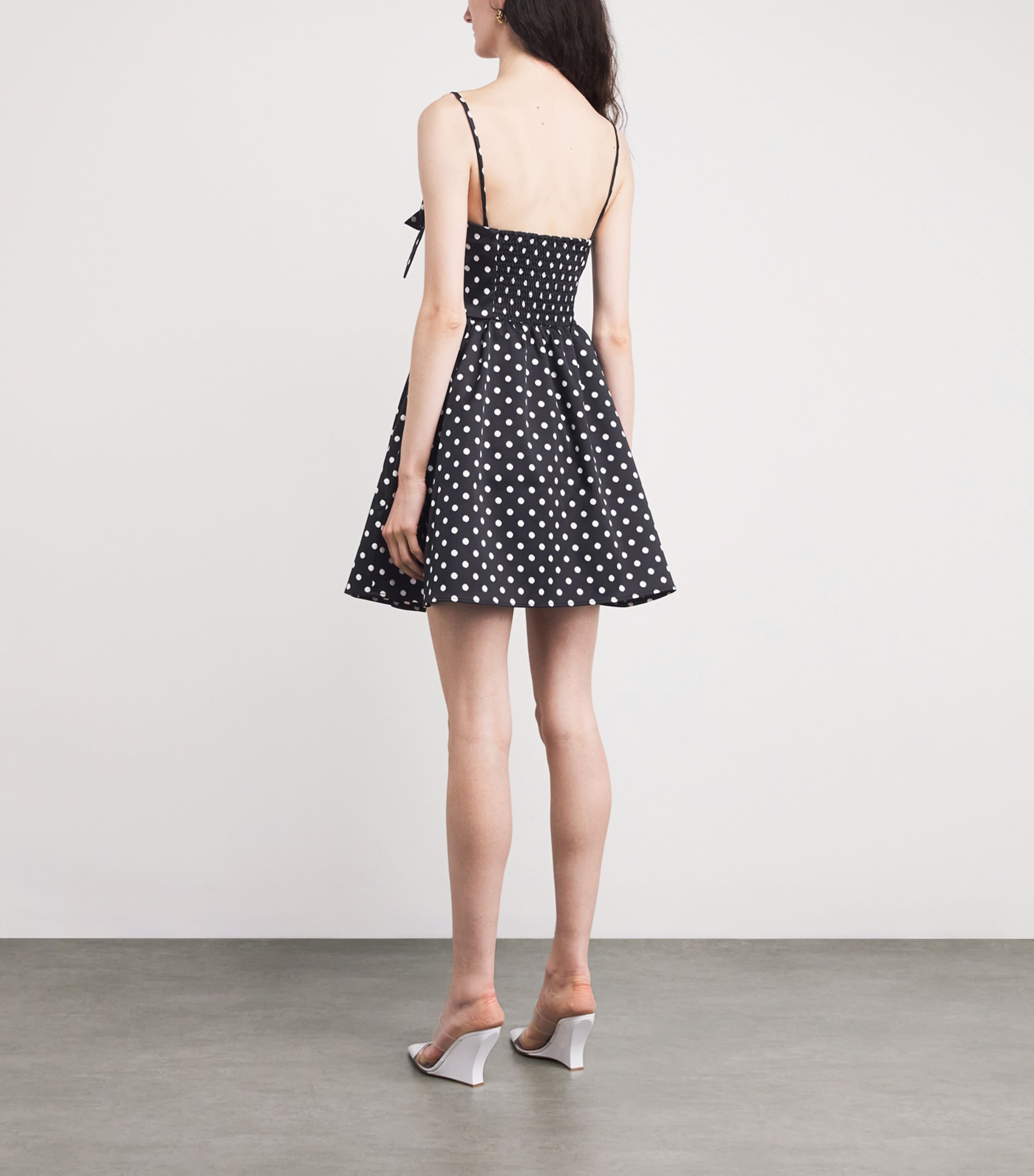 Satin Polka-Dot Mini Dress 099 BLACK Image 3