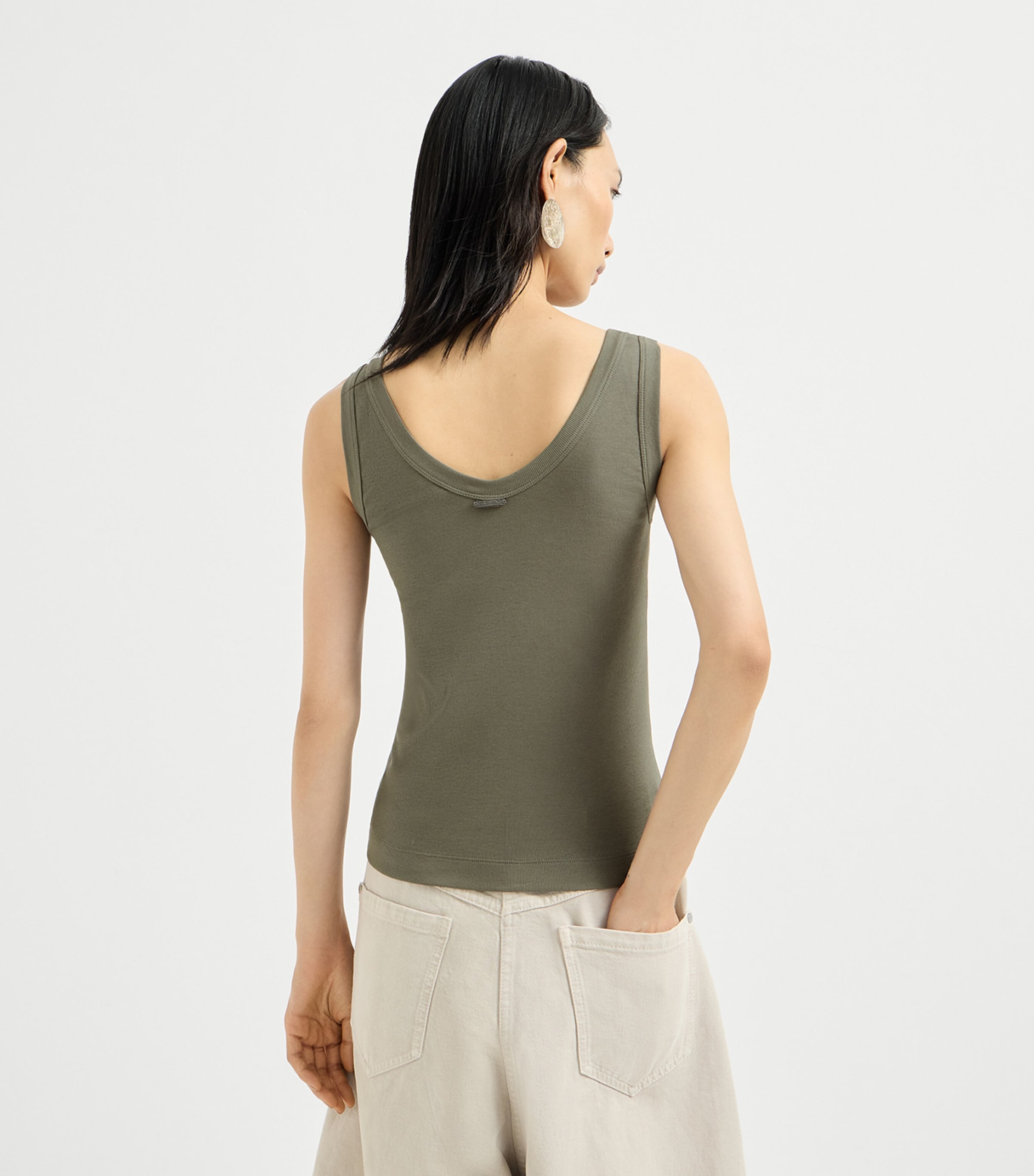 Brunello Cucinelli Womens Stretch-Cotton Tank Top Image 3