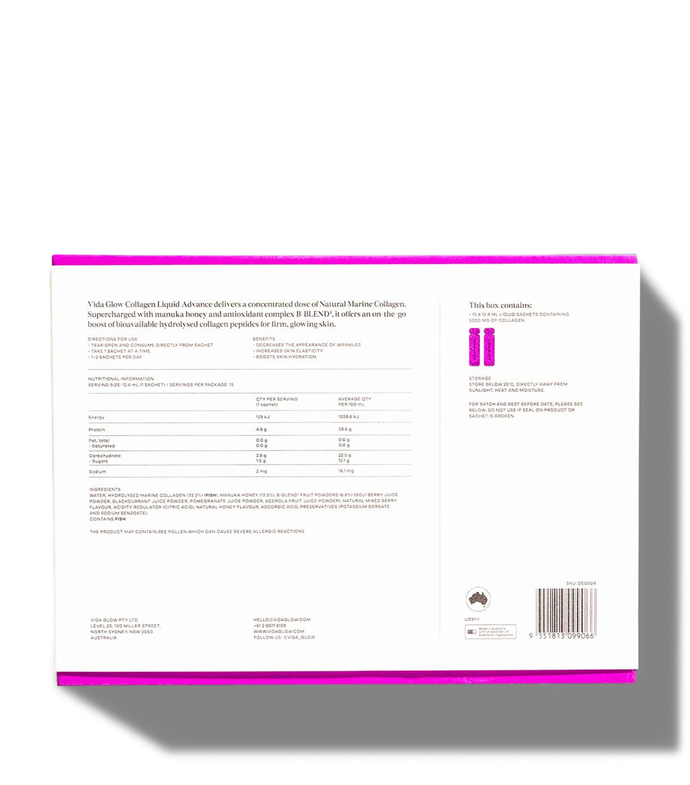 Vida Glow Collagen Liquid Advance (15 x 12.4ml) Image 3