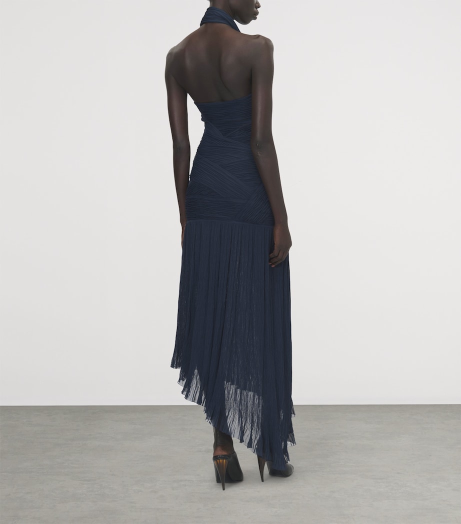 McQueen Womens Asymmetric Halterneck Midi Dress Image 3