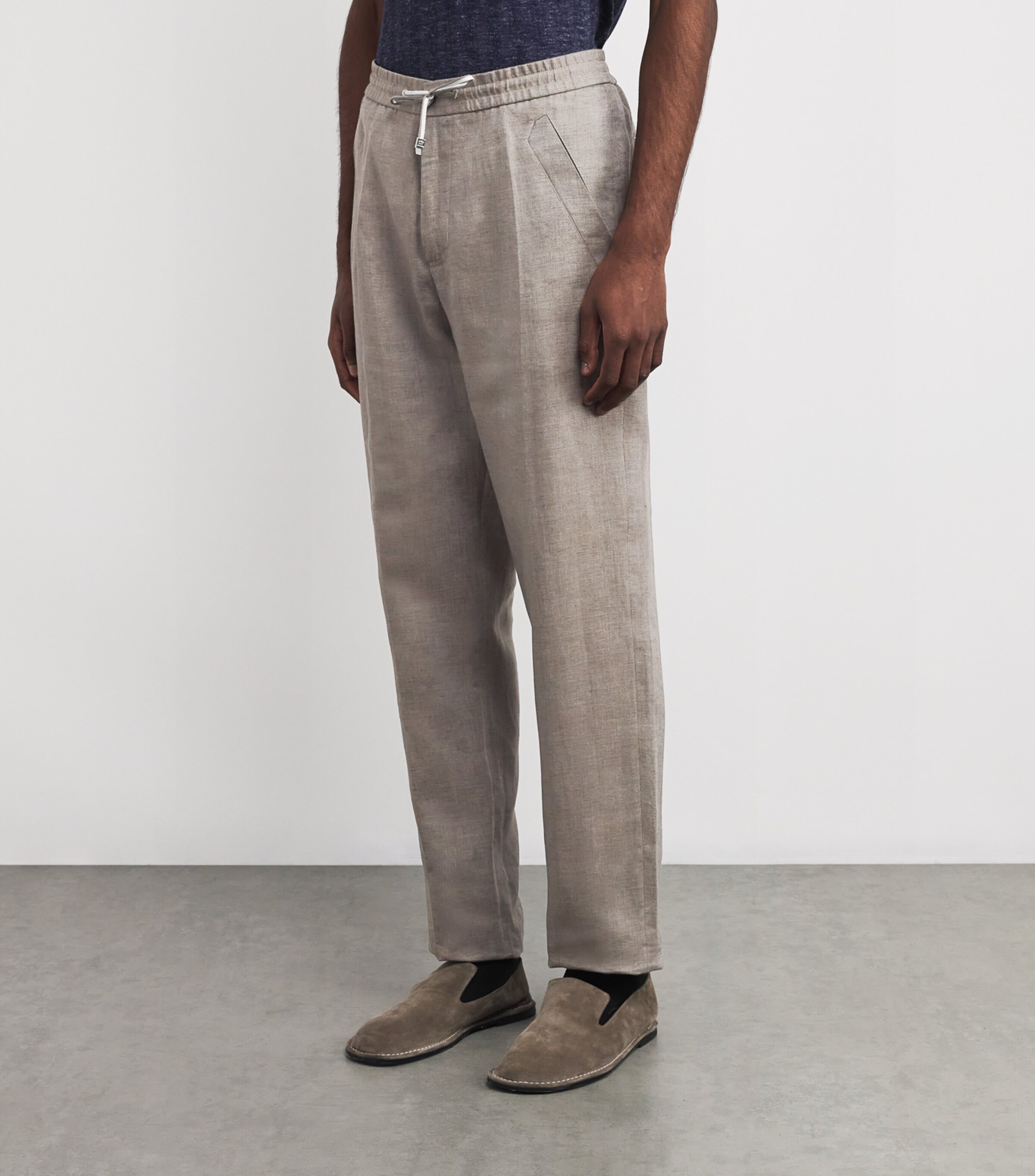 Linen Drawstring Trousers SMOKE GREY Image 3