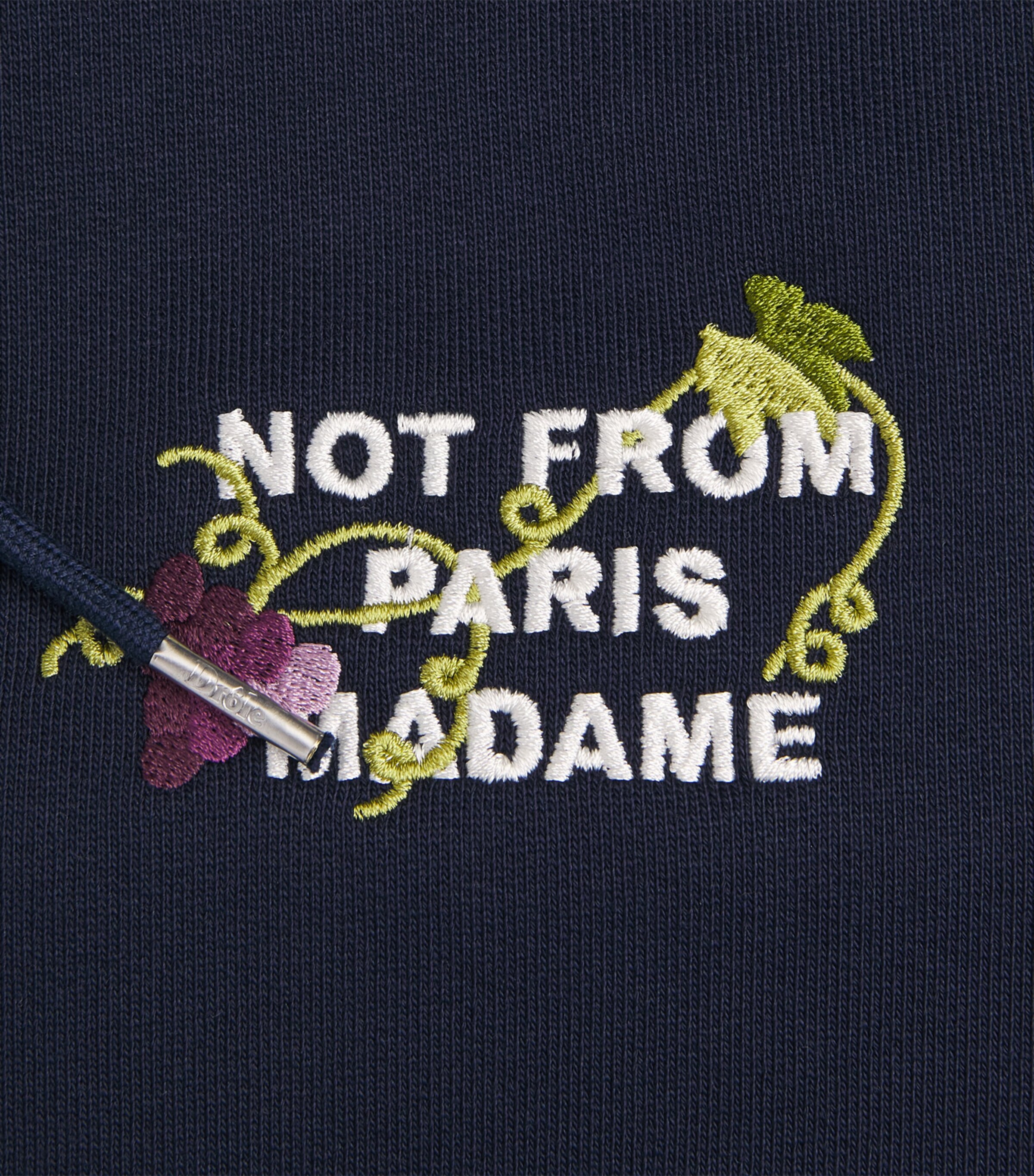 Drôle de Monsieur Mens Cotton Vine Slogan Hoodie Navy Image 6