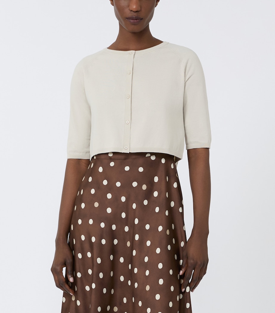Max Mara Womens Cotton Cropped Cardigan White Image 2
