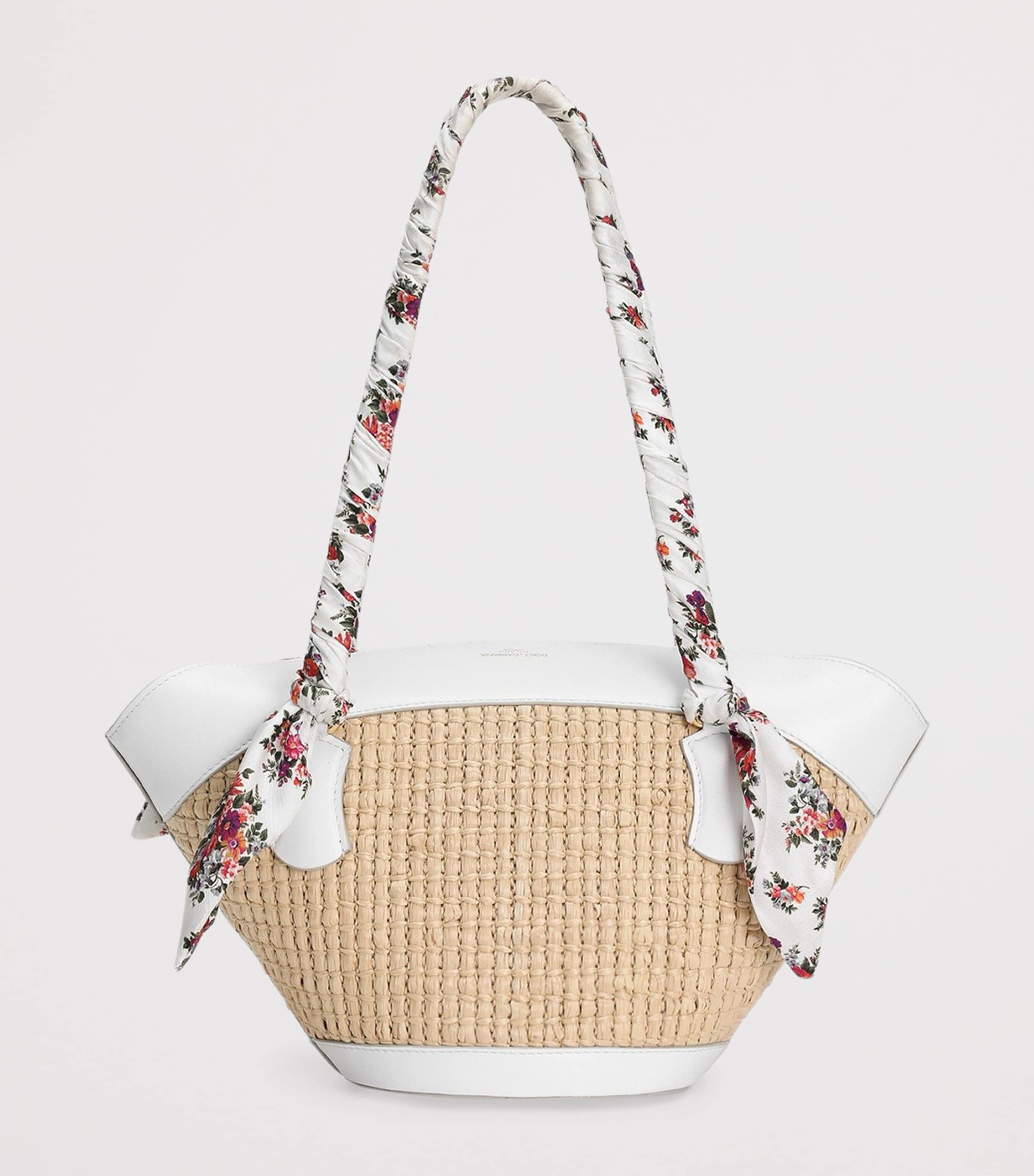 Dolce&Gabbana Raffia Capri Coppa Shoulder Bag Crema/bia Image 4