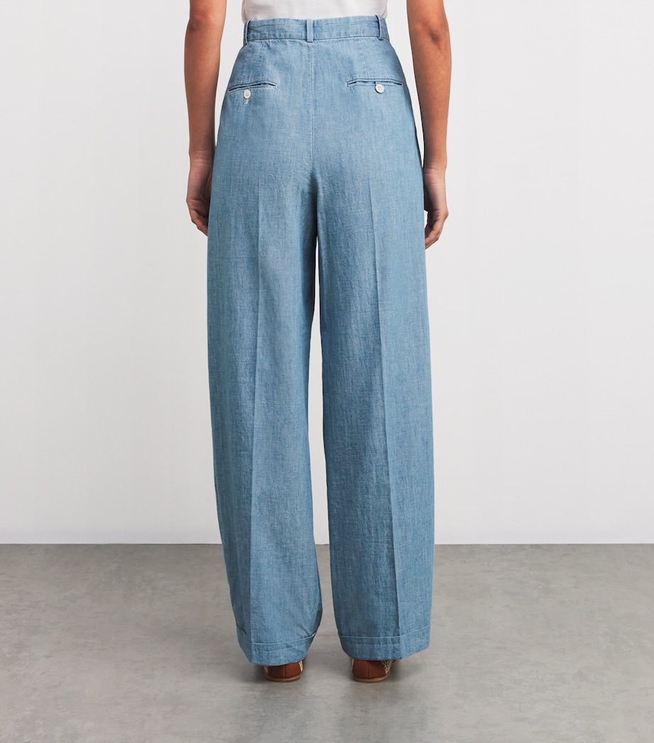 Cotton Wide-Leg Trousers CHMBRY BLU Image 4