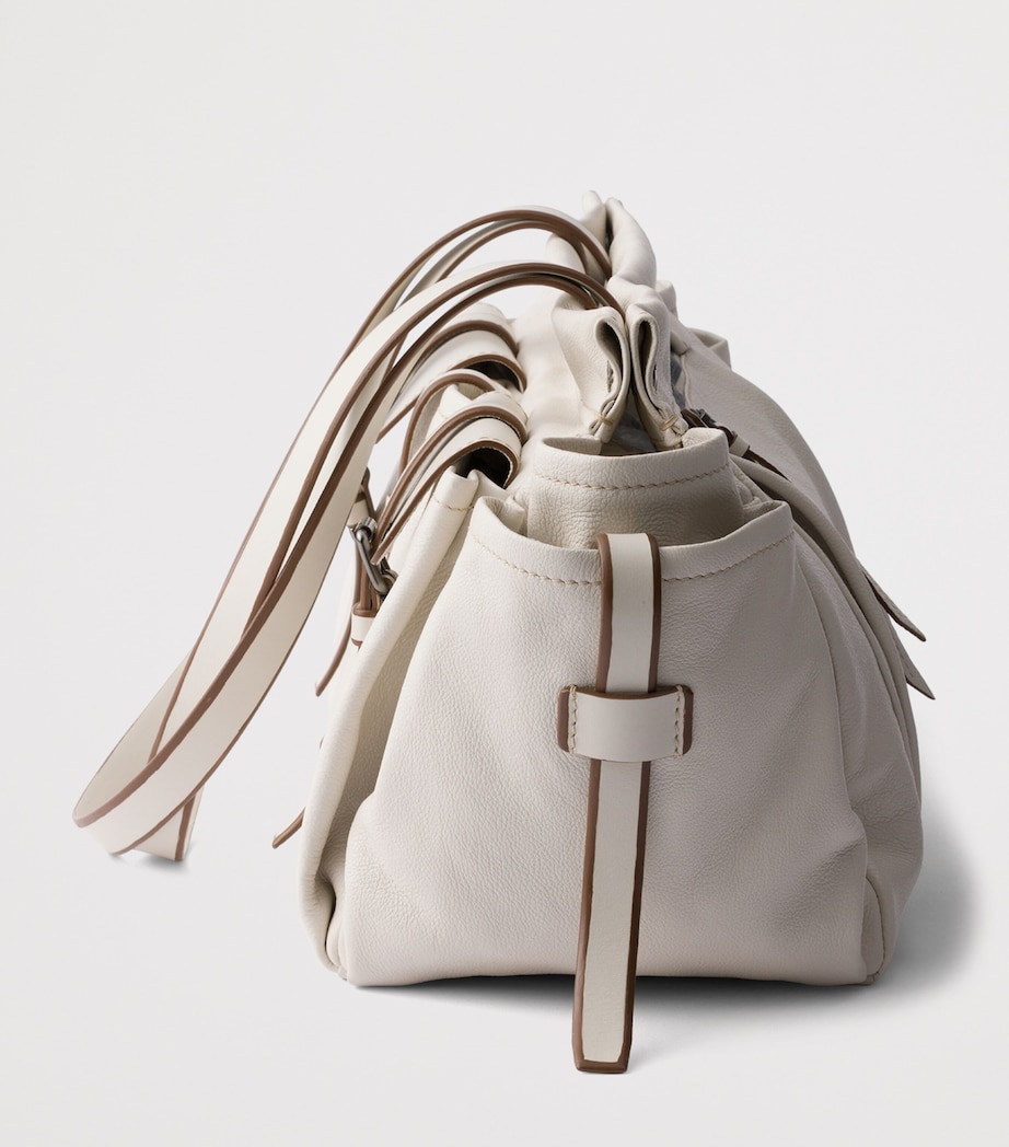 Prada Large Leather Route Tote Bag Neutral Image 4