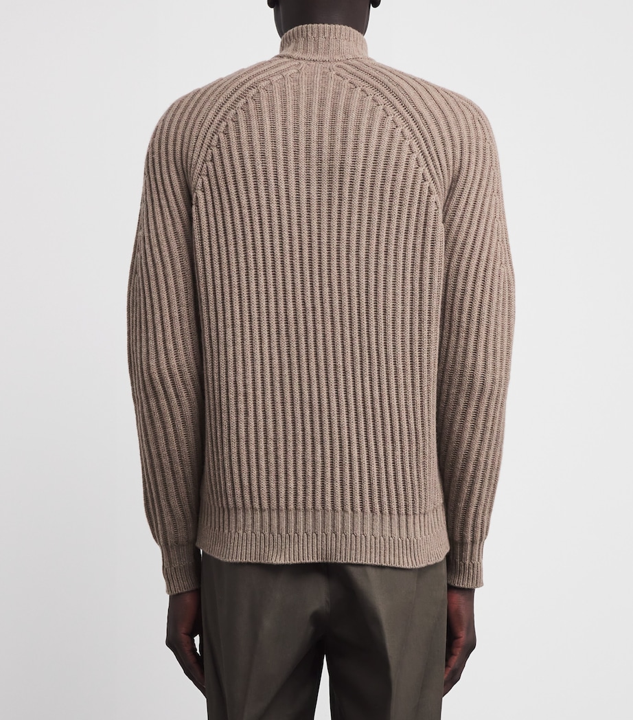 Colombo Mens Kid Cashmere Mock-Neck Sweatshirt Brown Image 4