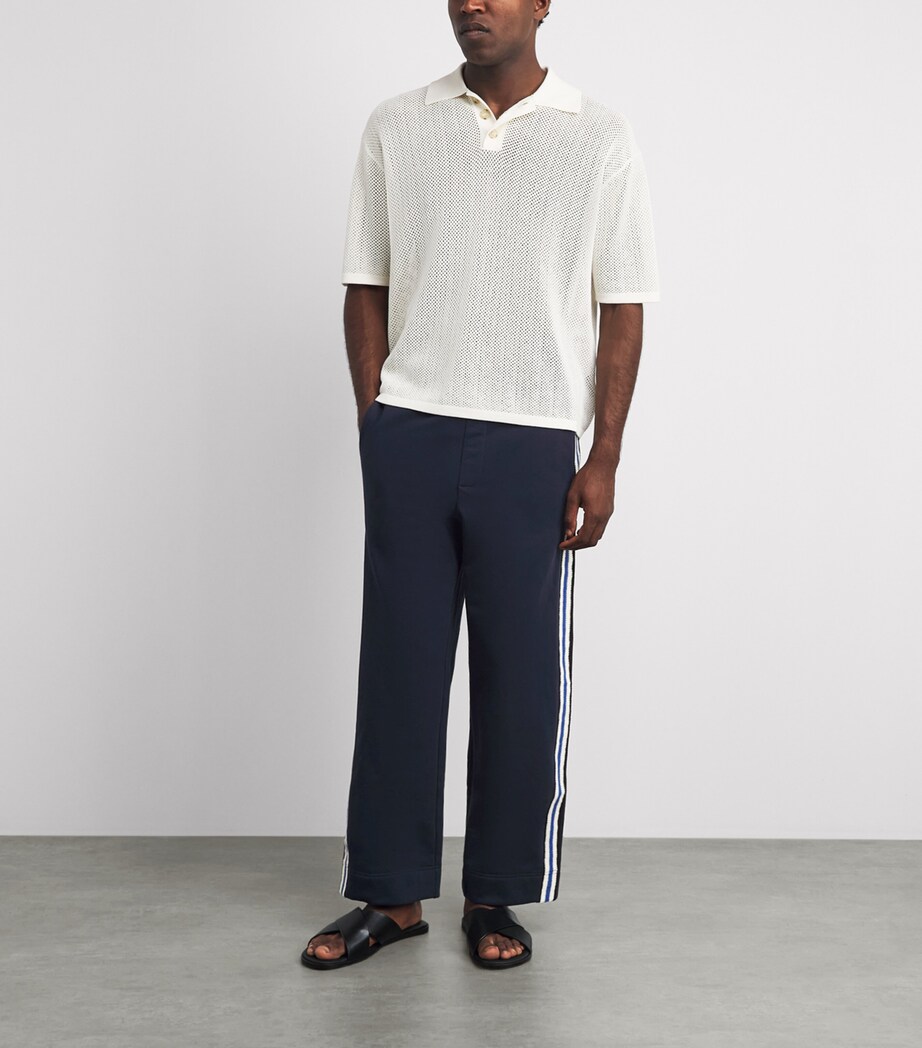 COMMAS Mens Crochet Stripe Sweatpants Midnight Navy Image 2