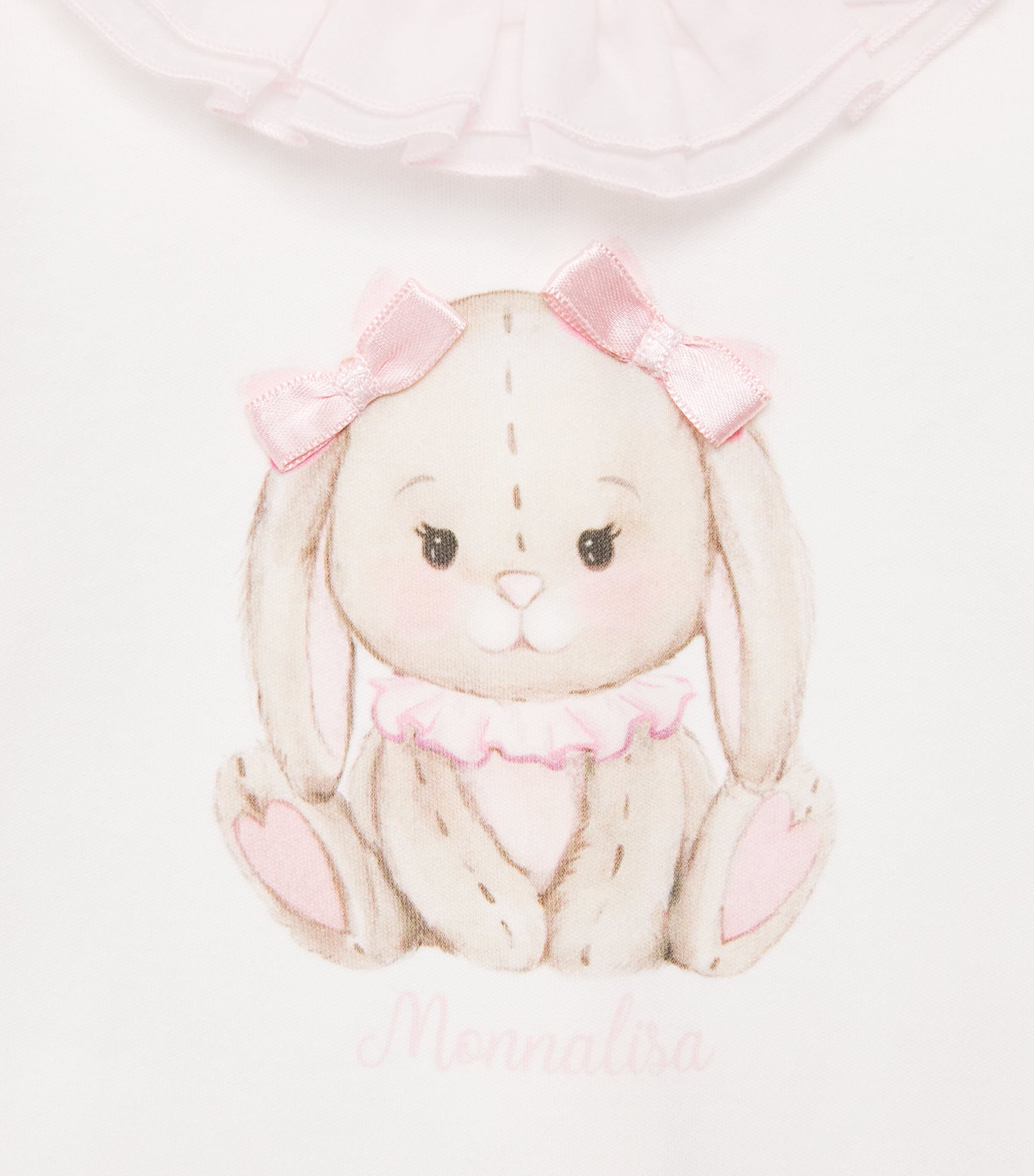 Monnalisa Ruffle-Trim Bunny All-In-One (1-9 Months) Cream+fairytale Image 3