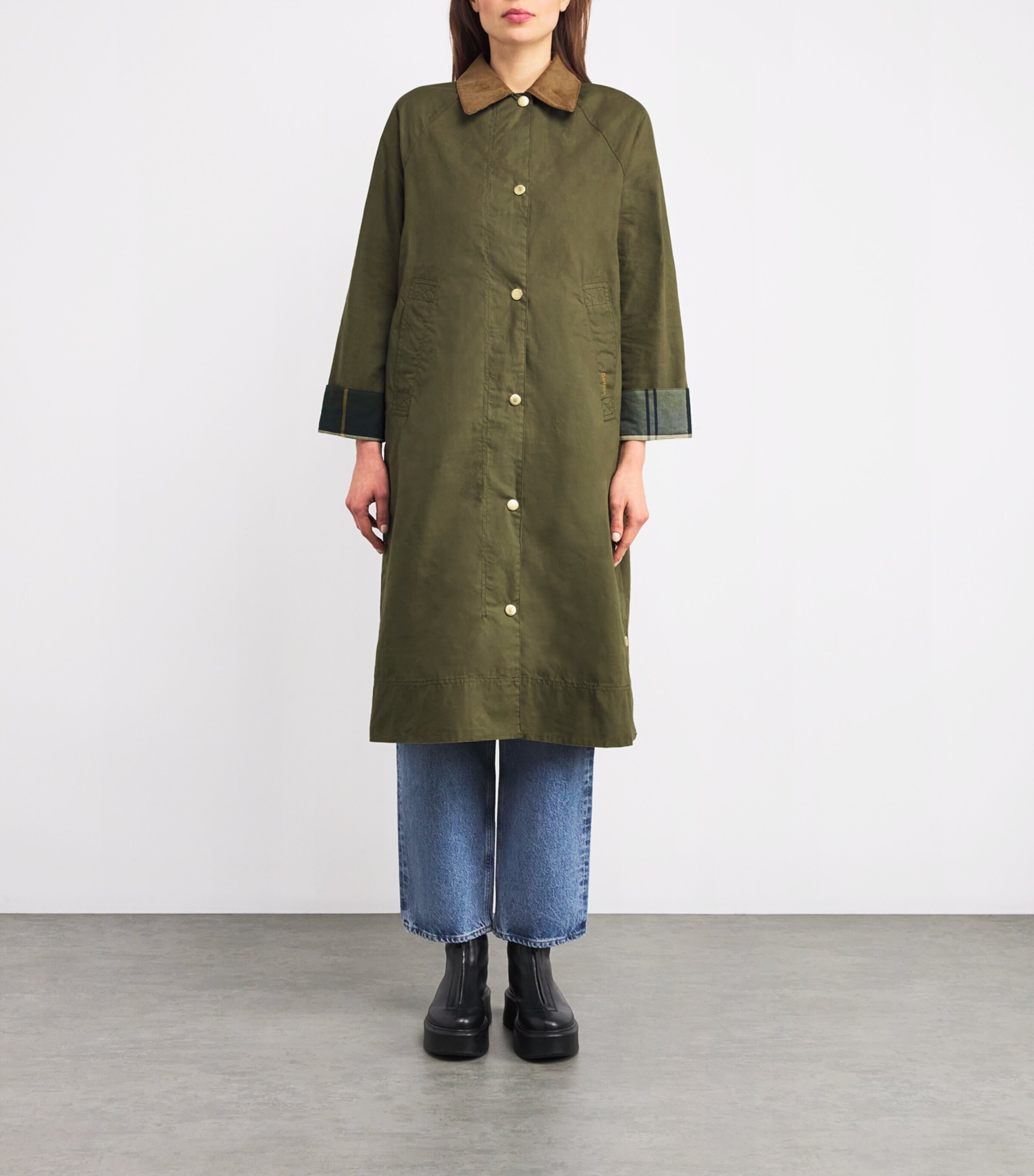 Barbour Womens Ettie Longline Jacket Duky Grn/ancnt Trtn Image 3