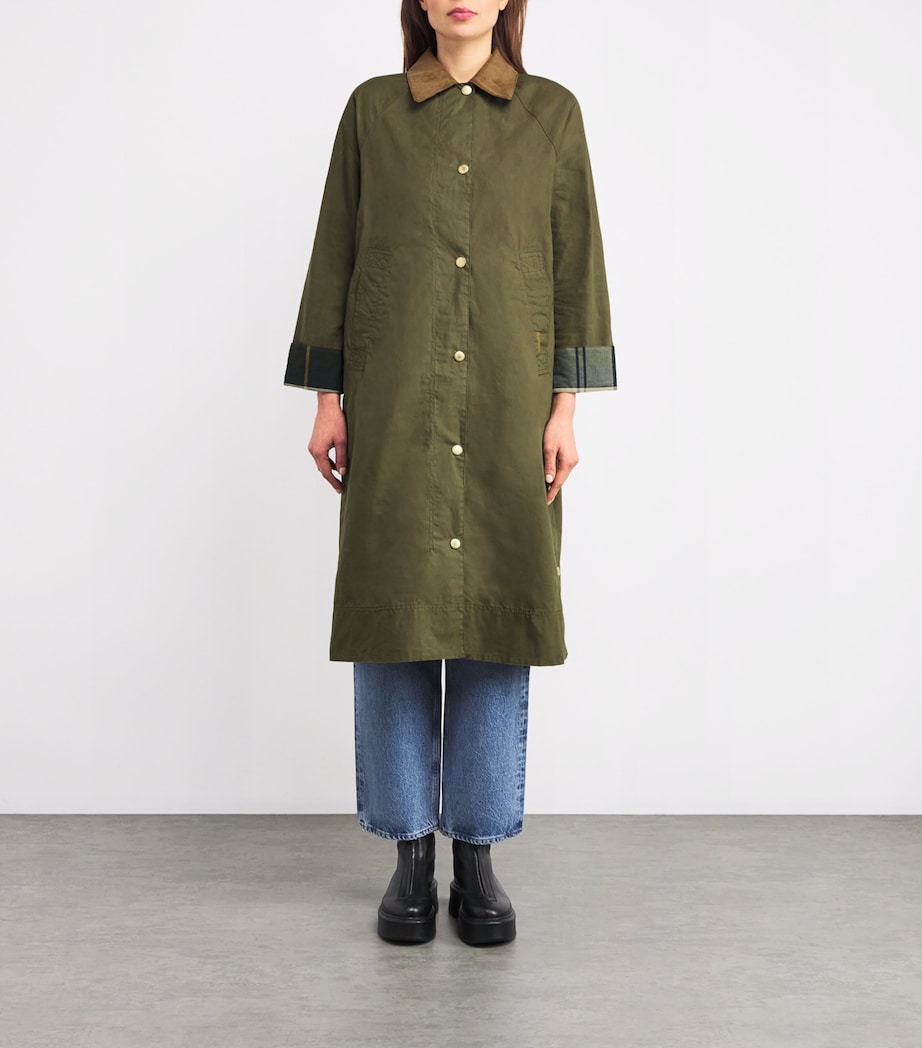 Barbour Womens Ettie Longline Jacket Duky Grn/ancnt Trtn Image 3