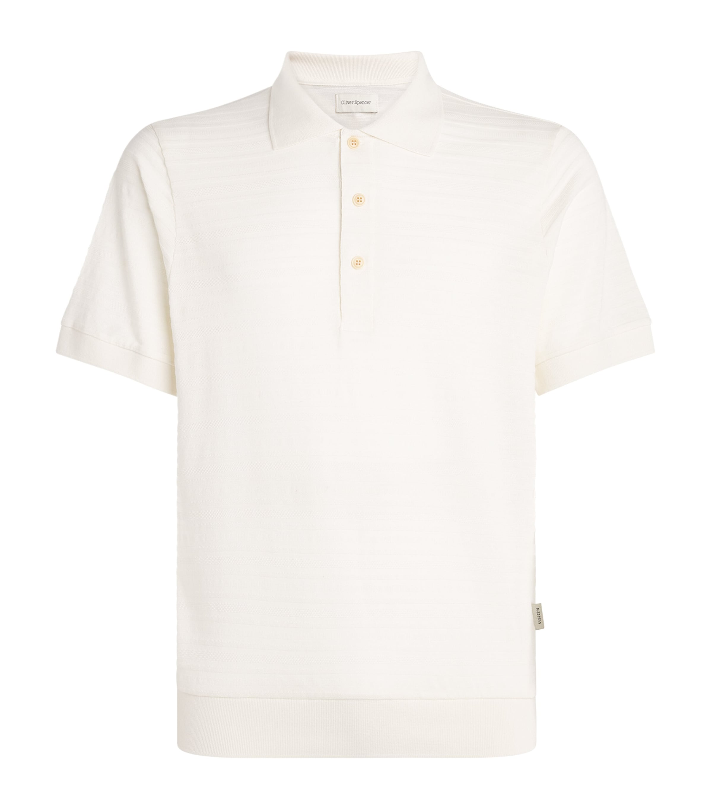 Oliver Spencer Mens Organic Cotton Jacquard Polo Shirt Cream Image 1