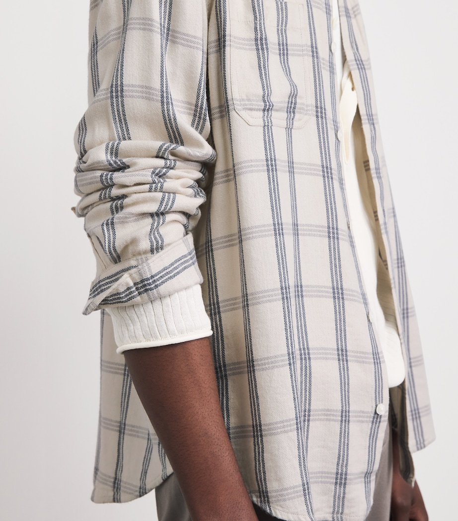 PAIGE Mens Cotton-Blend Check Everett Shirt Blue Stucco Image 3