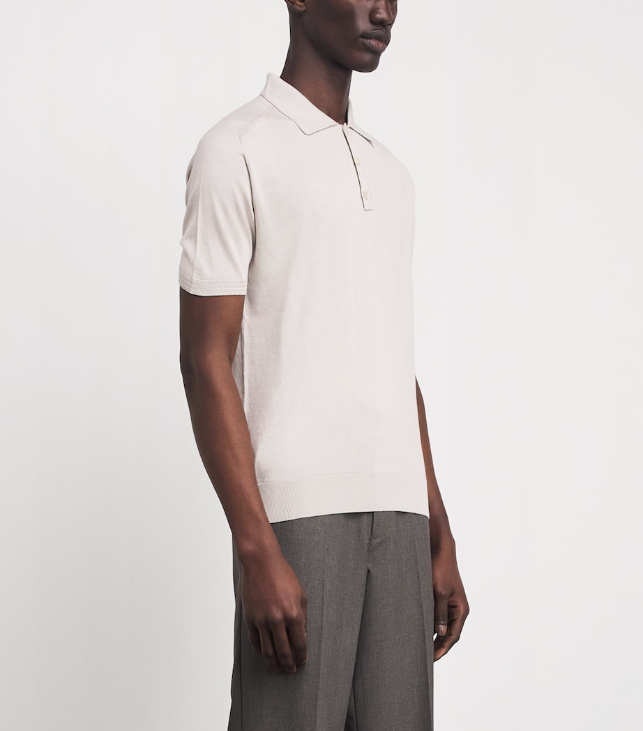 Colombo Mens Silk Polo Sweater Beige Image 4