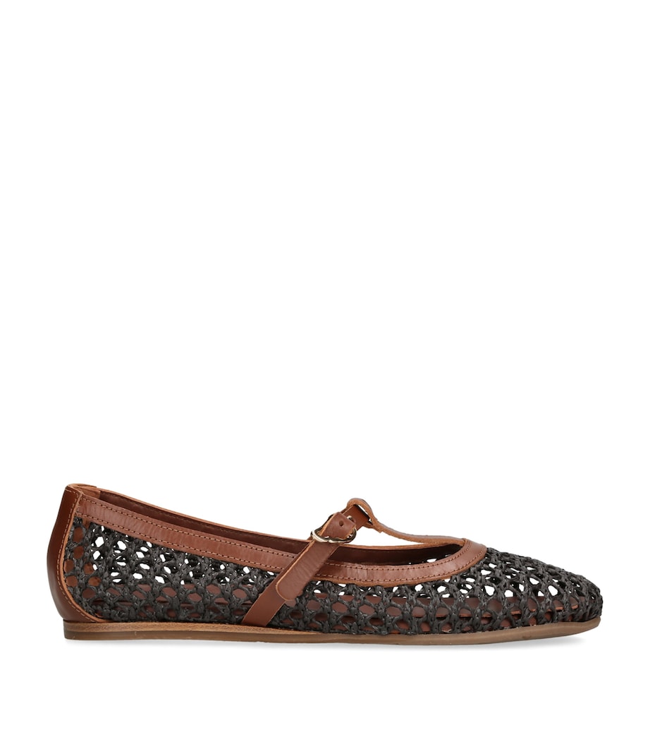 Ancient Greek Sandals Leather-Raffia Aerati Ballet Flats Dark Brown Image 1