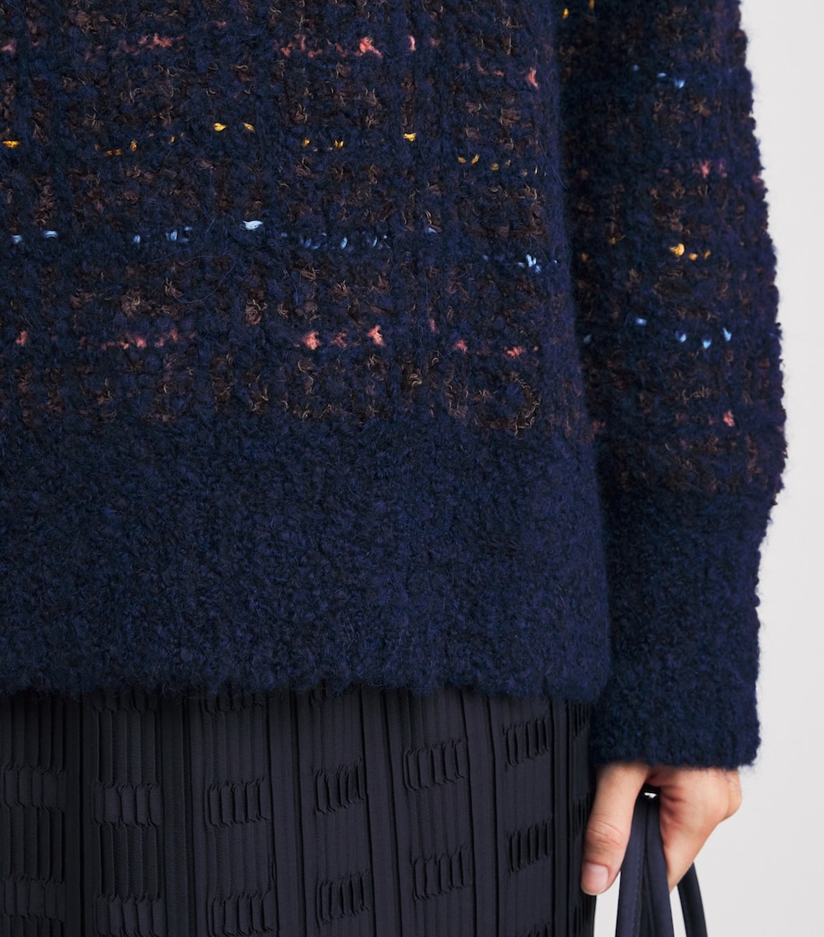 Alpaca-Wool Funnel-Neck Sweater 0002410 NAVY MULTI Image 6