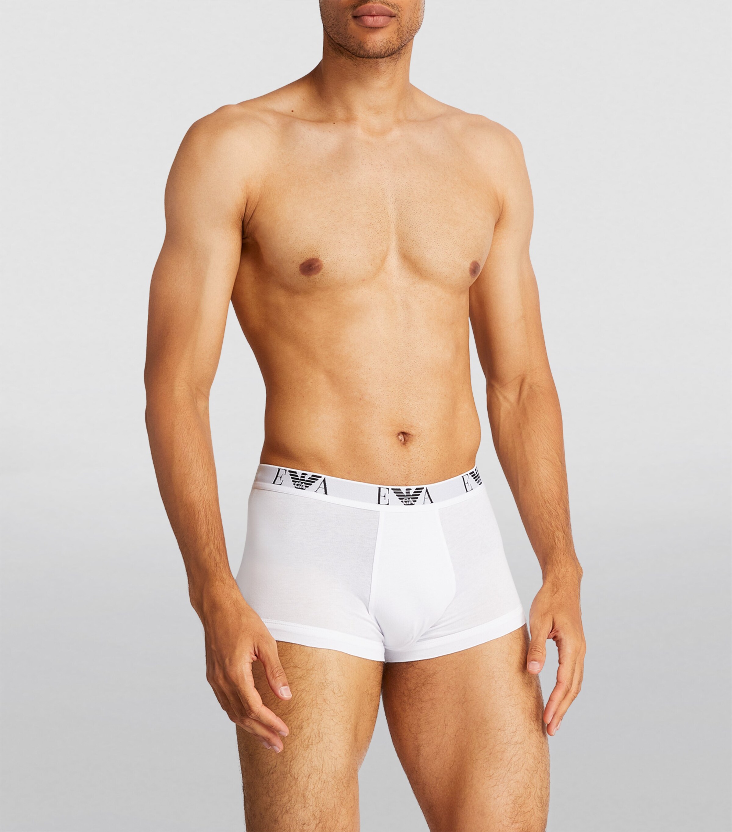 Stretch-Cotton Eagle Monogram Trunks (Pack of 3) 16510 WHT Image 2